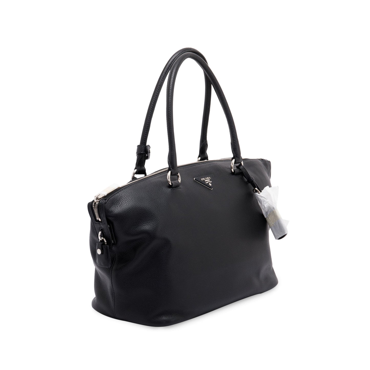 Prada Vitello Daino Zip Tote Handbag Black Tote Bag