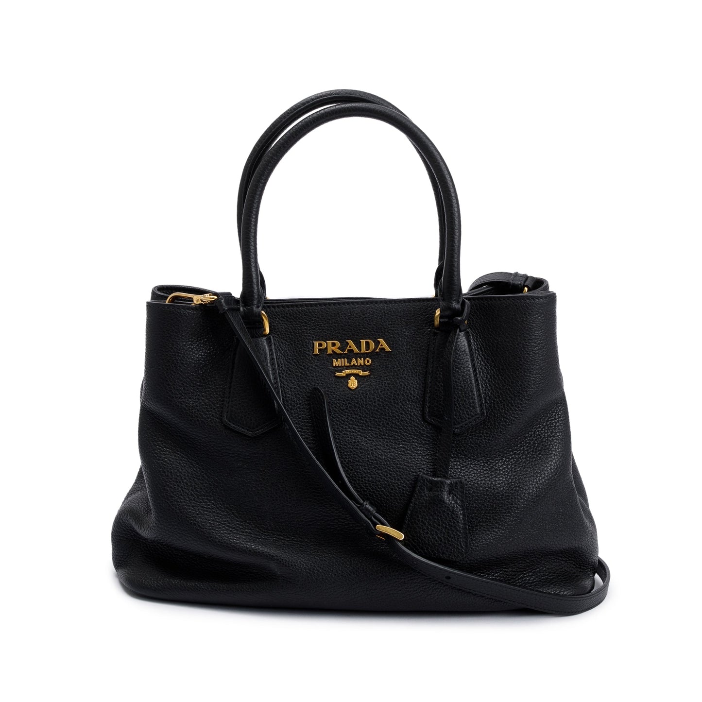Prada Vitello Phenix Convertible Tote Handbag Black Tote Bag