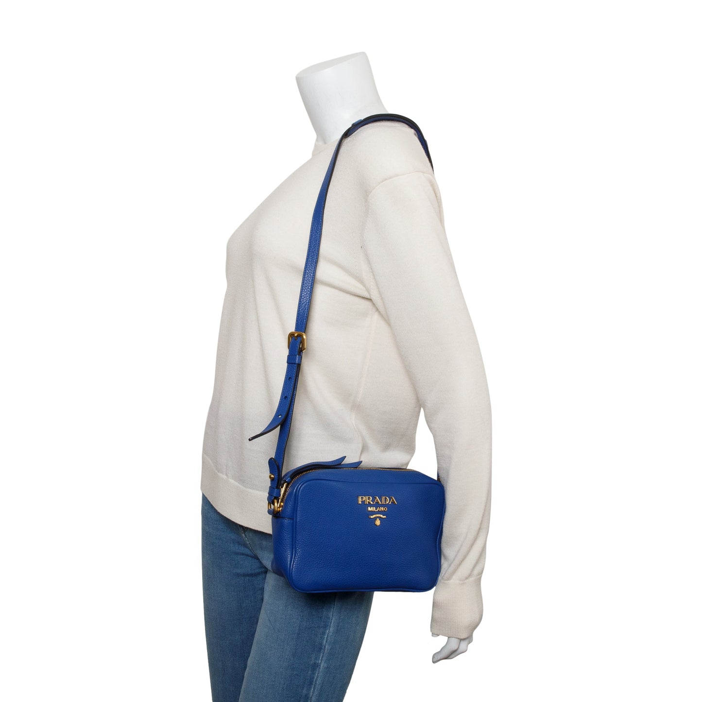 Prada Daino Crossbody Bag Vitello Blue