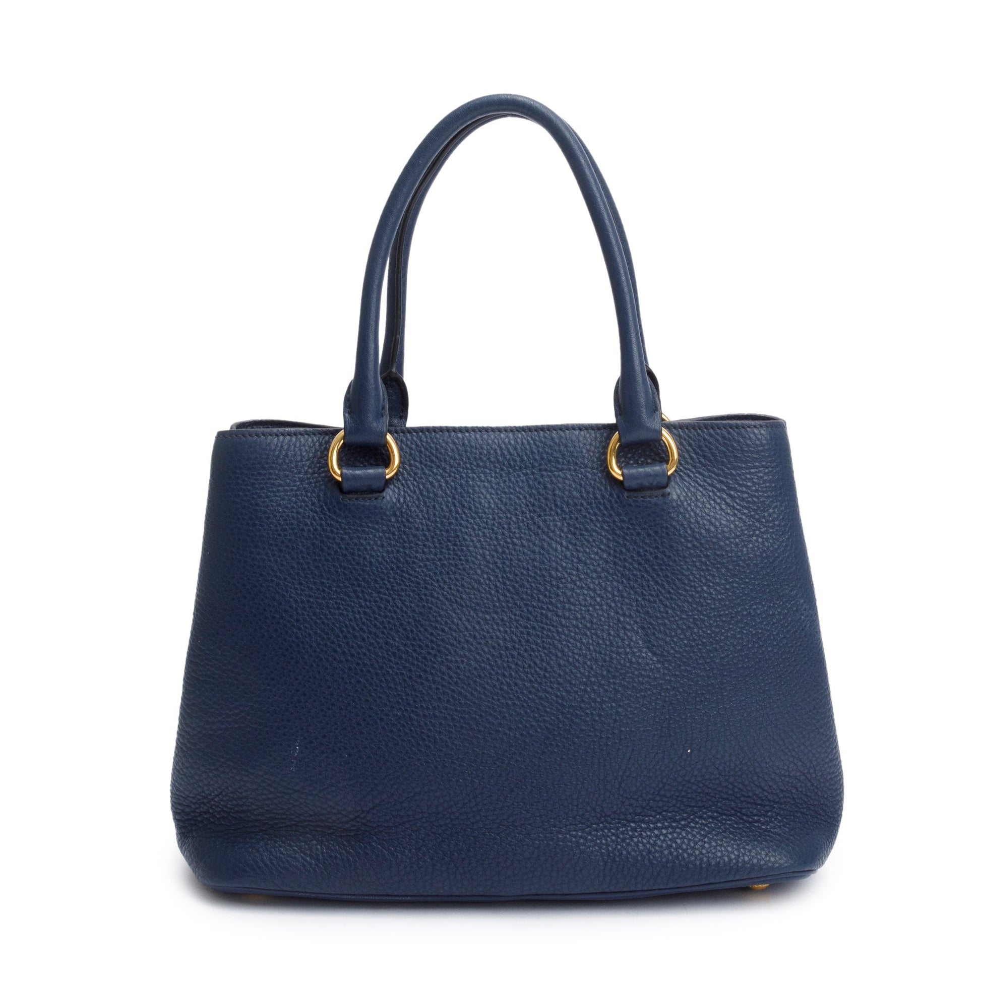 Prada Vitello Daino Galleria Tote Handbag Blue Medium Tote Bag