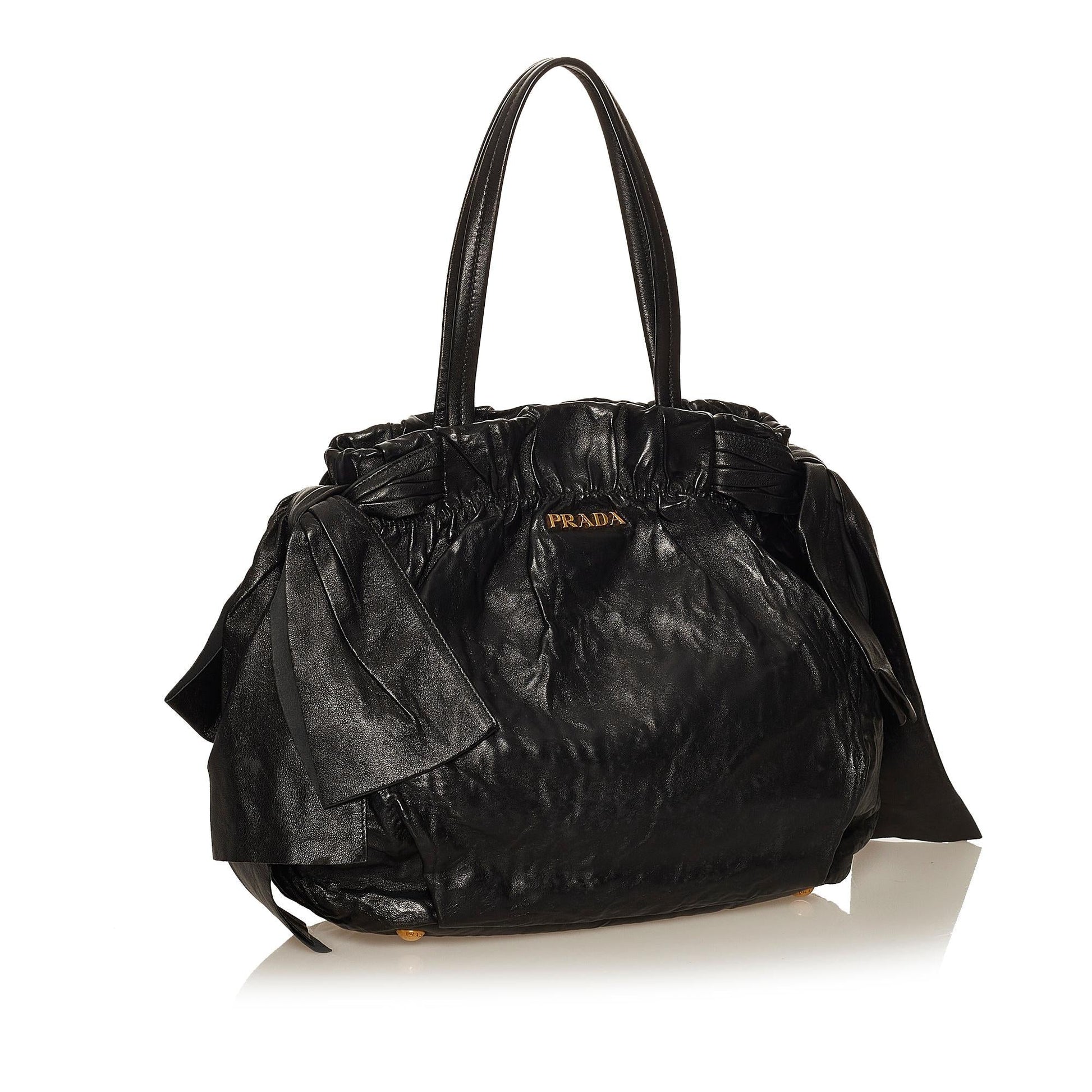 Prada Bow Shoulder Bag Shg Leather Lambskin