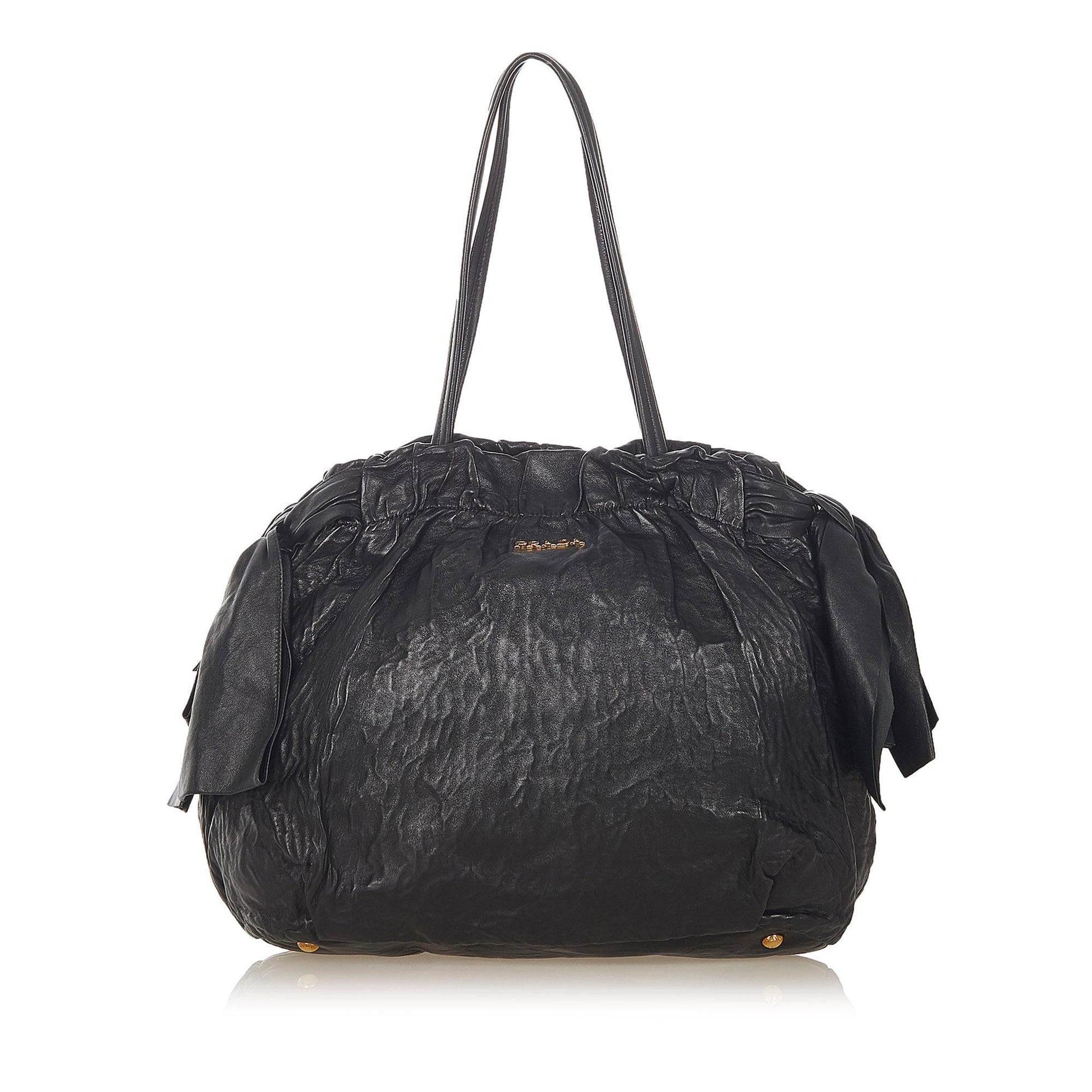 Prada Bow Tote Bag Leather Lambskin