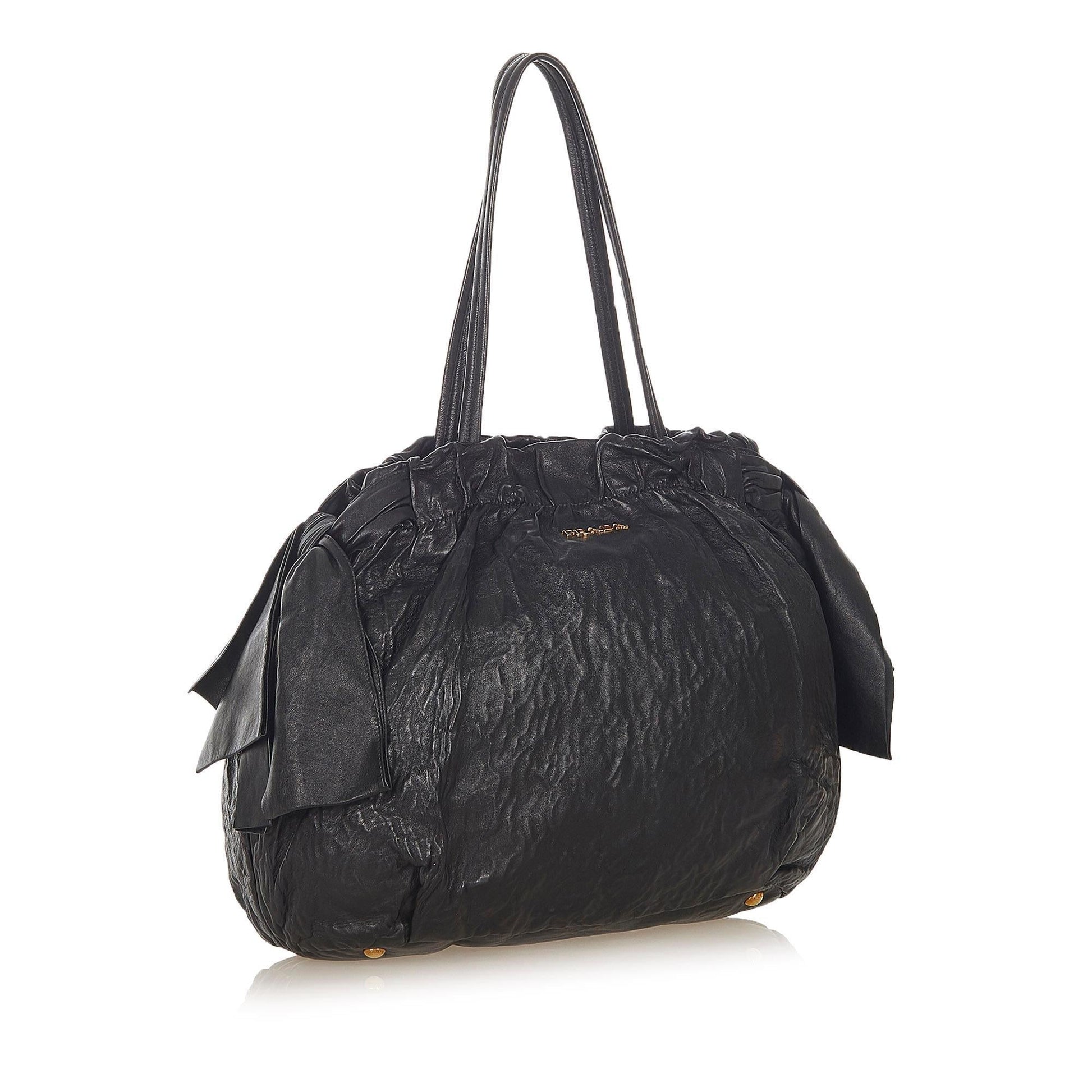 Prada Bow Tote Bag Leather Lambskin