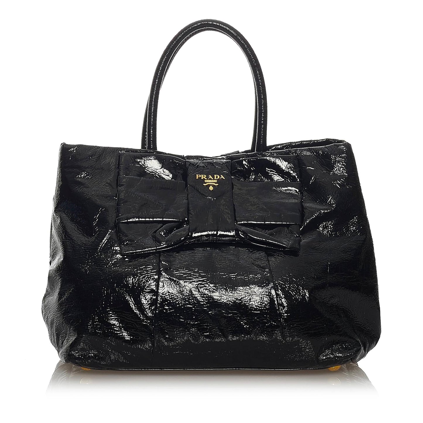 Prada Bow Handbag Shg Leather Patent Satchel Bag
