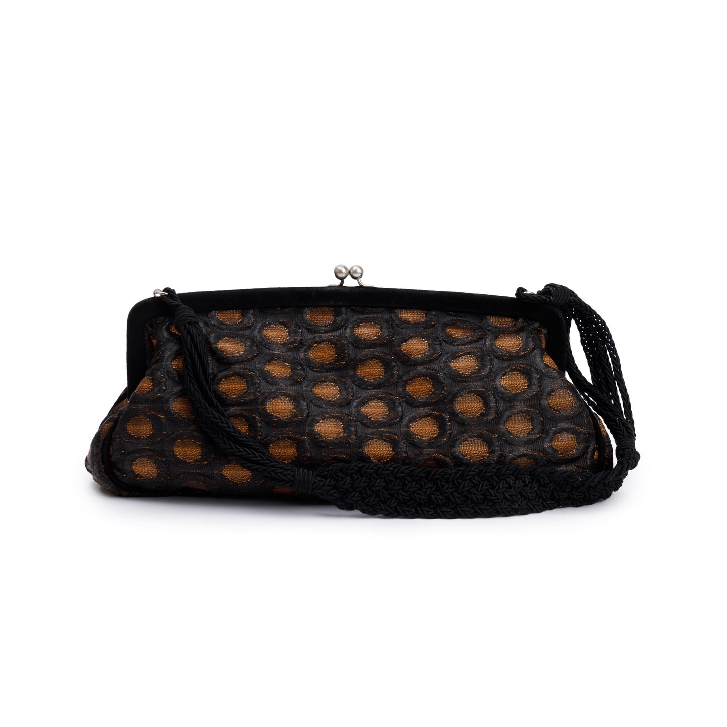 Prada Beige Embroidered Velvet Raso Frame Bag Satin Black Travel Bag