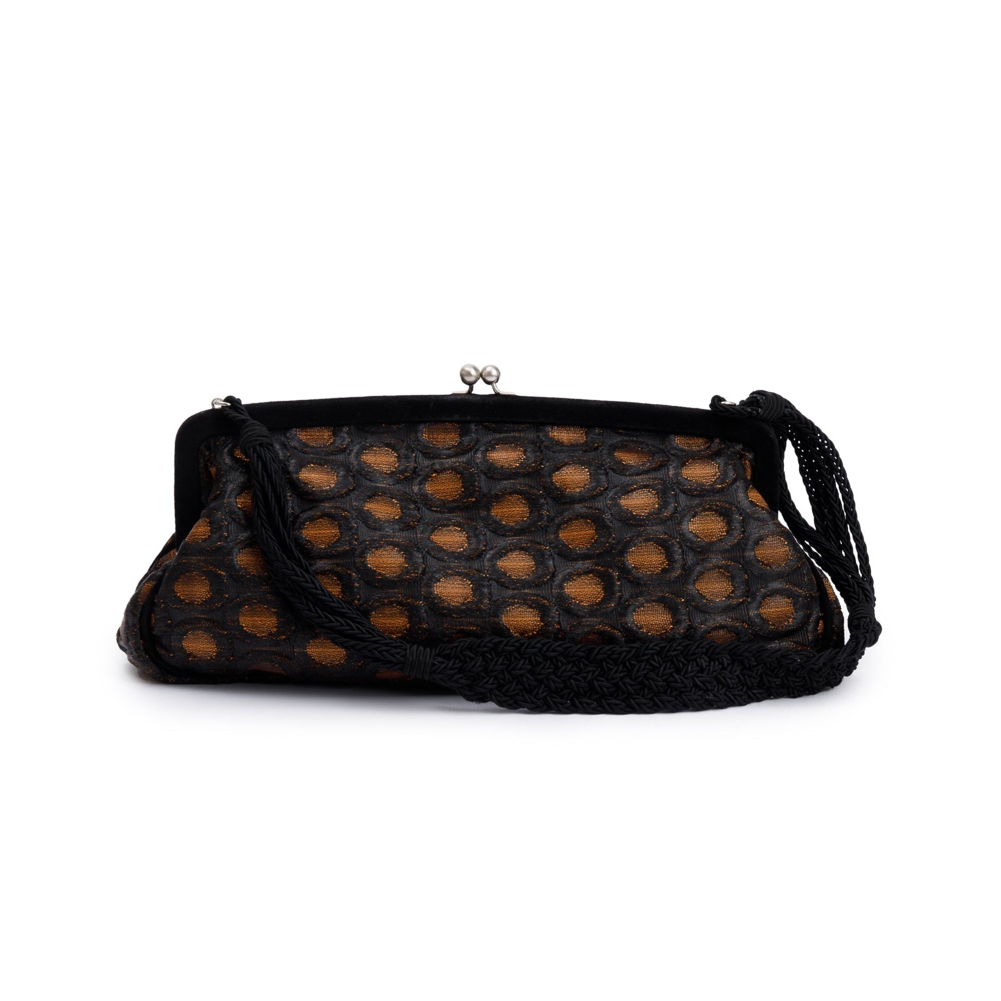 Prada Beige Embroidered Velvet Raso Frame Bag Satin Black Travel Bag