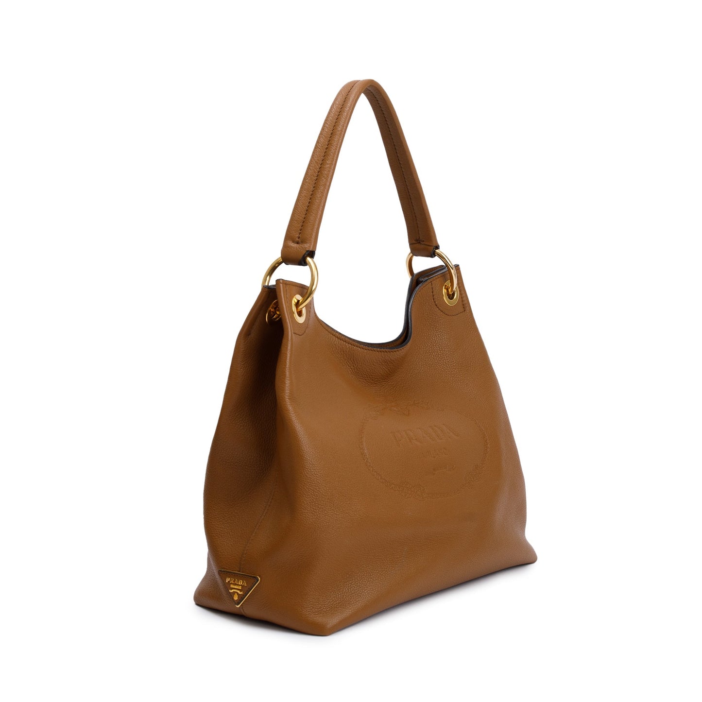 Prada Vitello Daino Hobo Bag Brown Medium Travel Bag