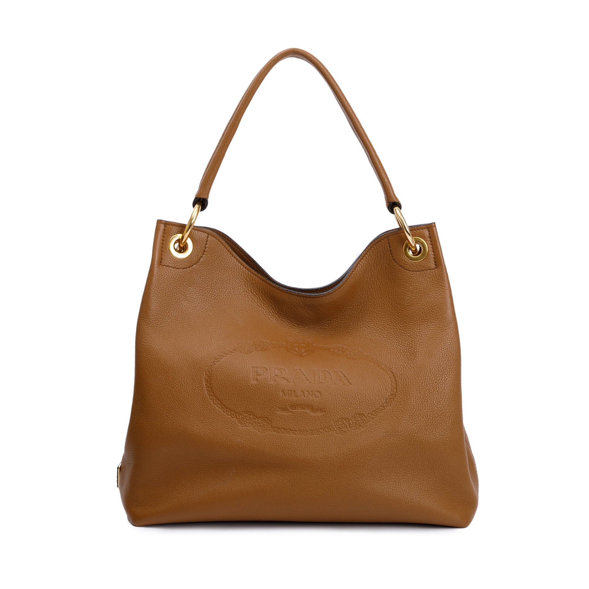 Prada Vitello Daino Hobo Bag Brown Medium Travel Bag