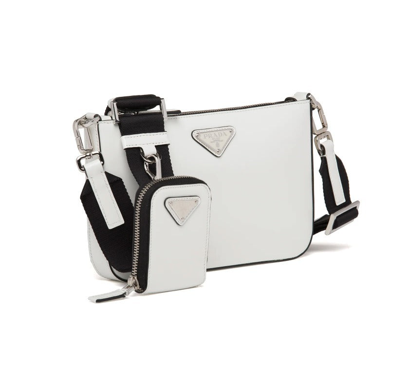 Brushed Shoulder Bag Leather White