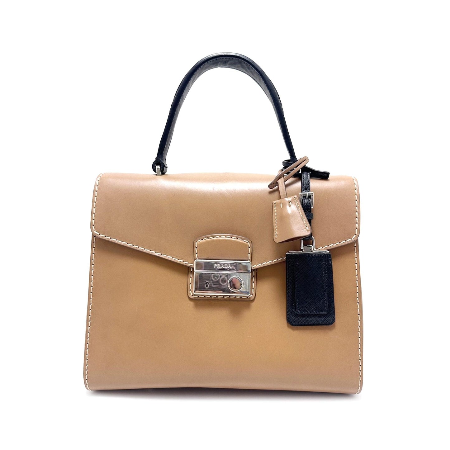 Prada Calfskin Sound Lock Handbag Shg Jvihlr Satchel Bag
