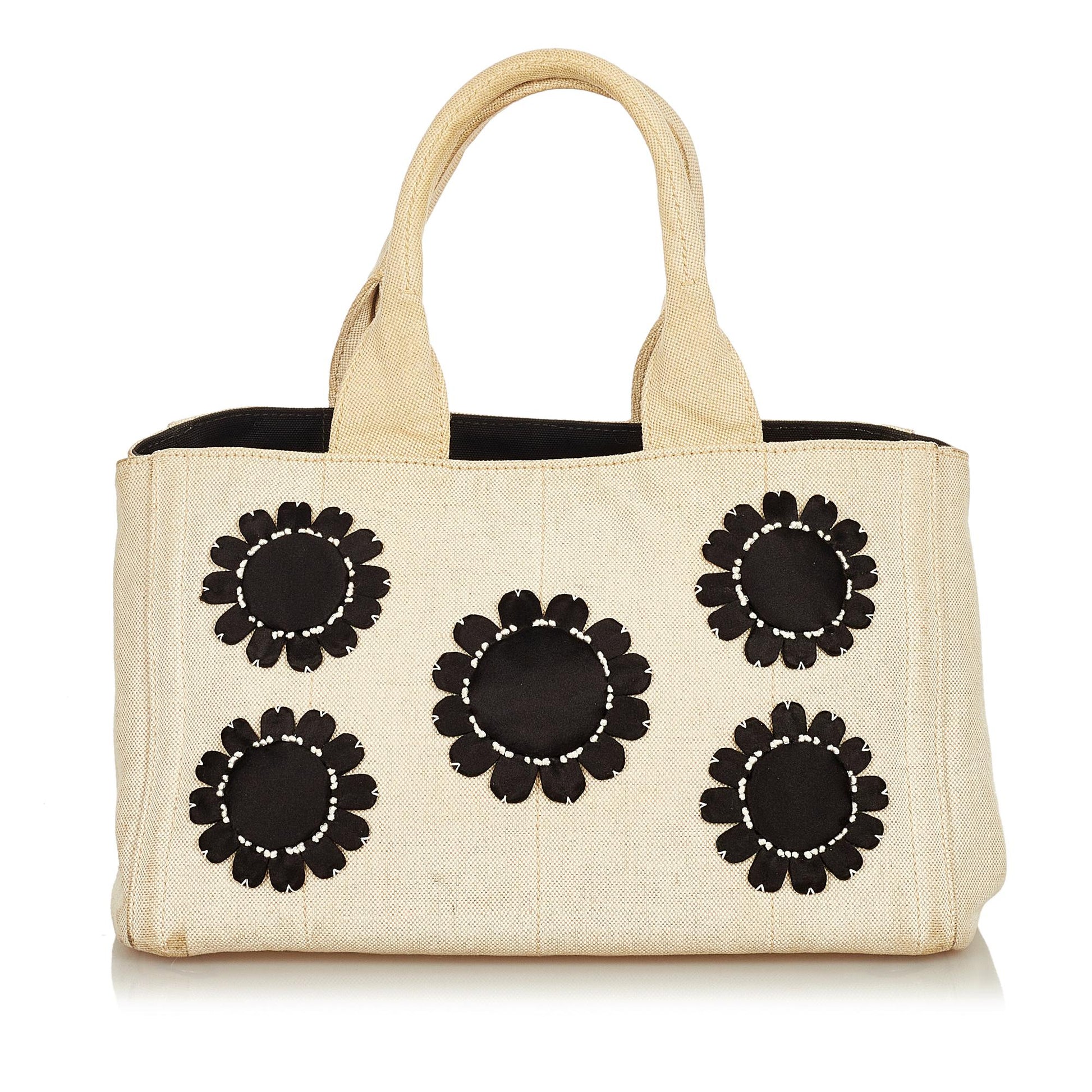 Prada Canapa Floral Handbag Shg Satchel Bag