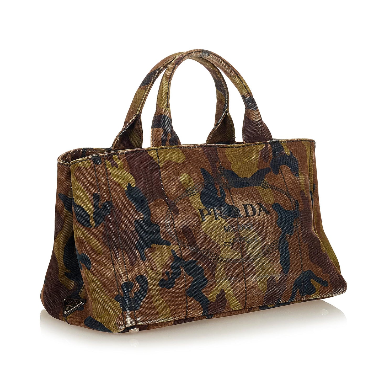 Prada Canapa Camouflage Satchel Shg Canvas Logo Satchel Bag