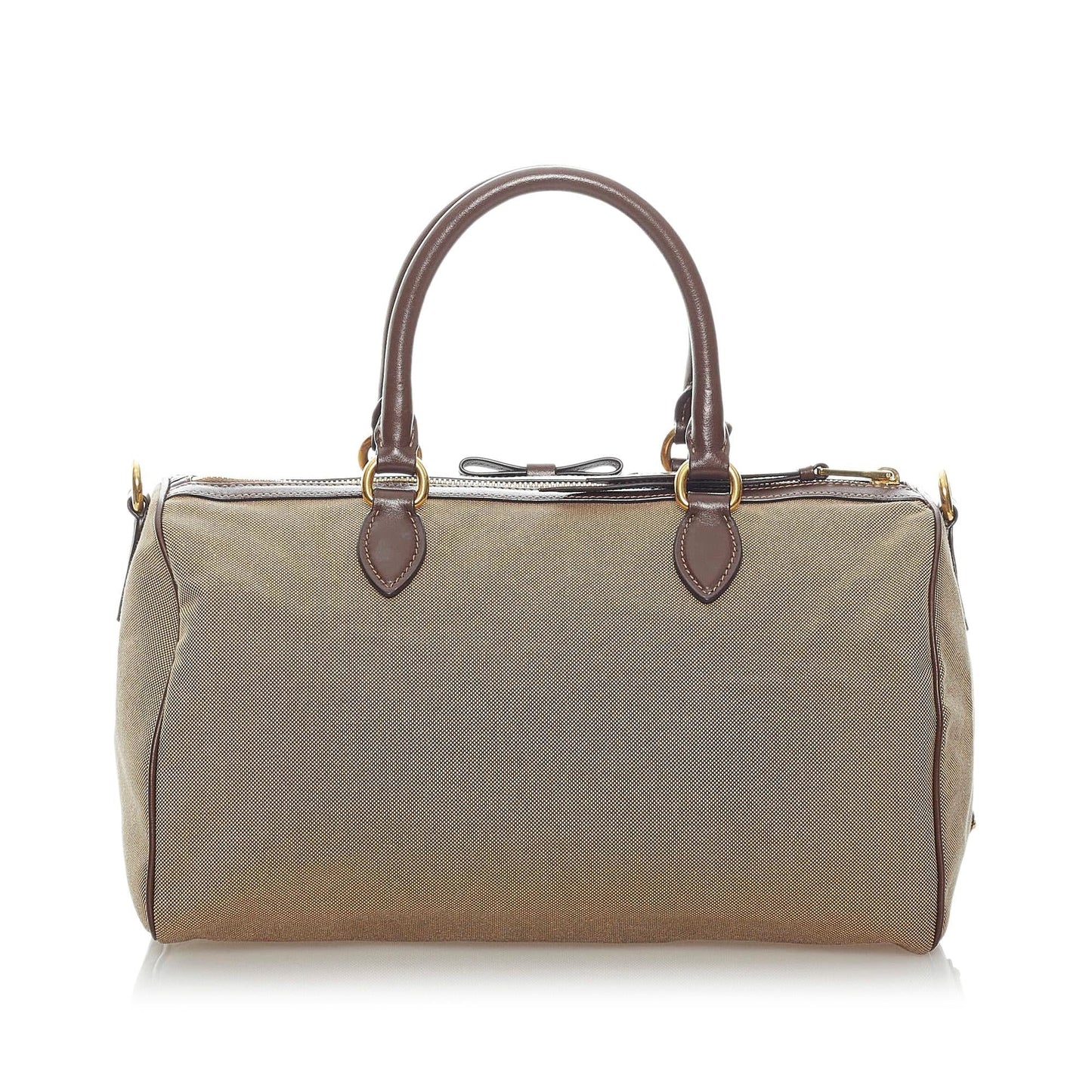Prada Canapa Boston Bag Shg Canvas Logo Satchel Bag