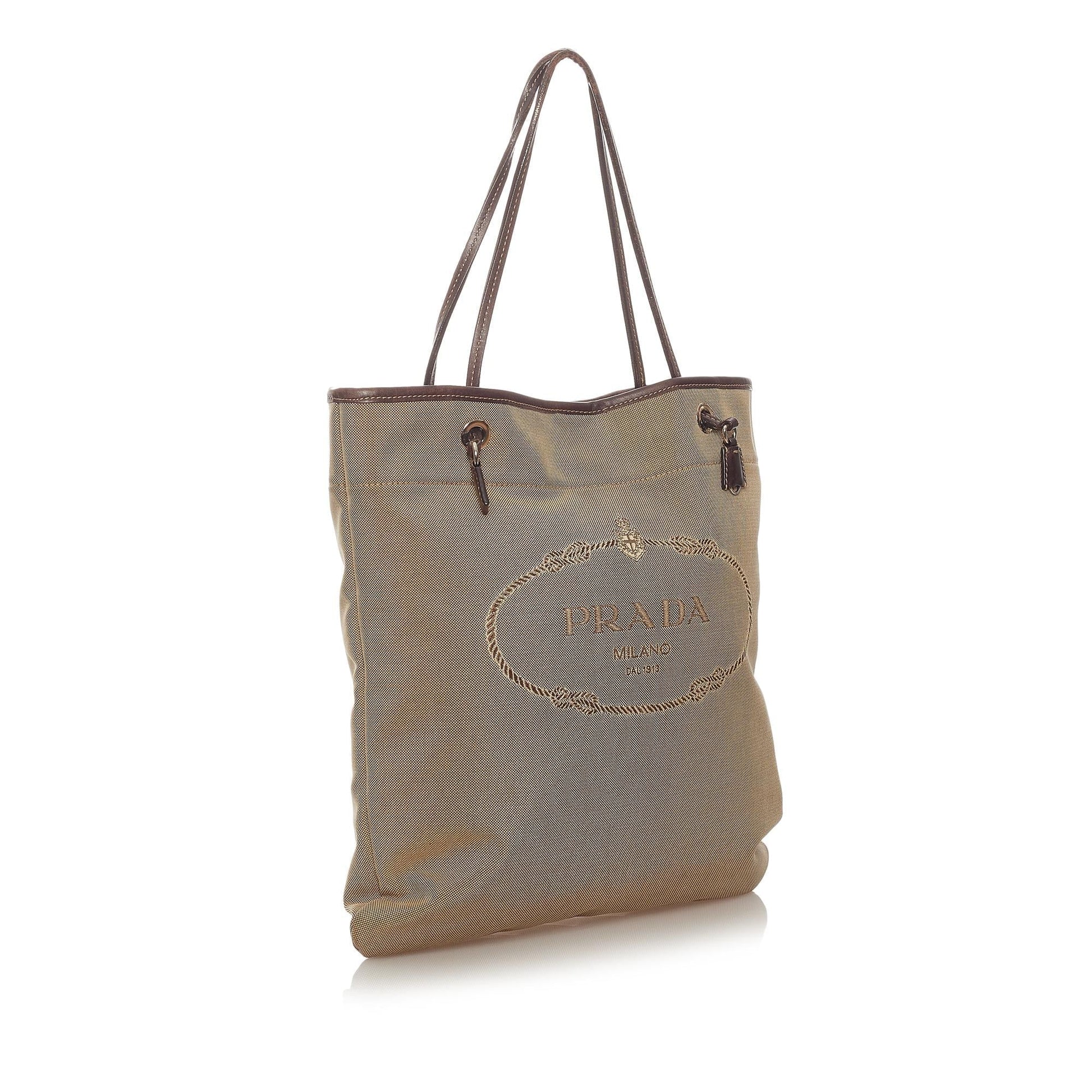 Prada Canapa Tote Bag Shg Canvas Logo