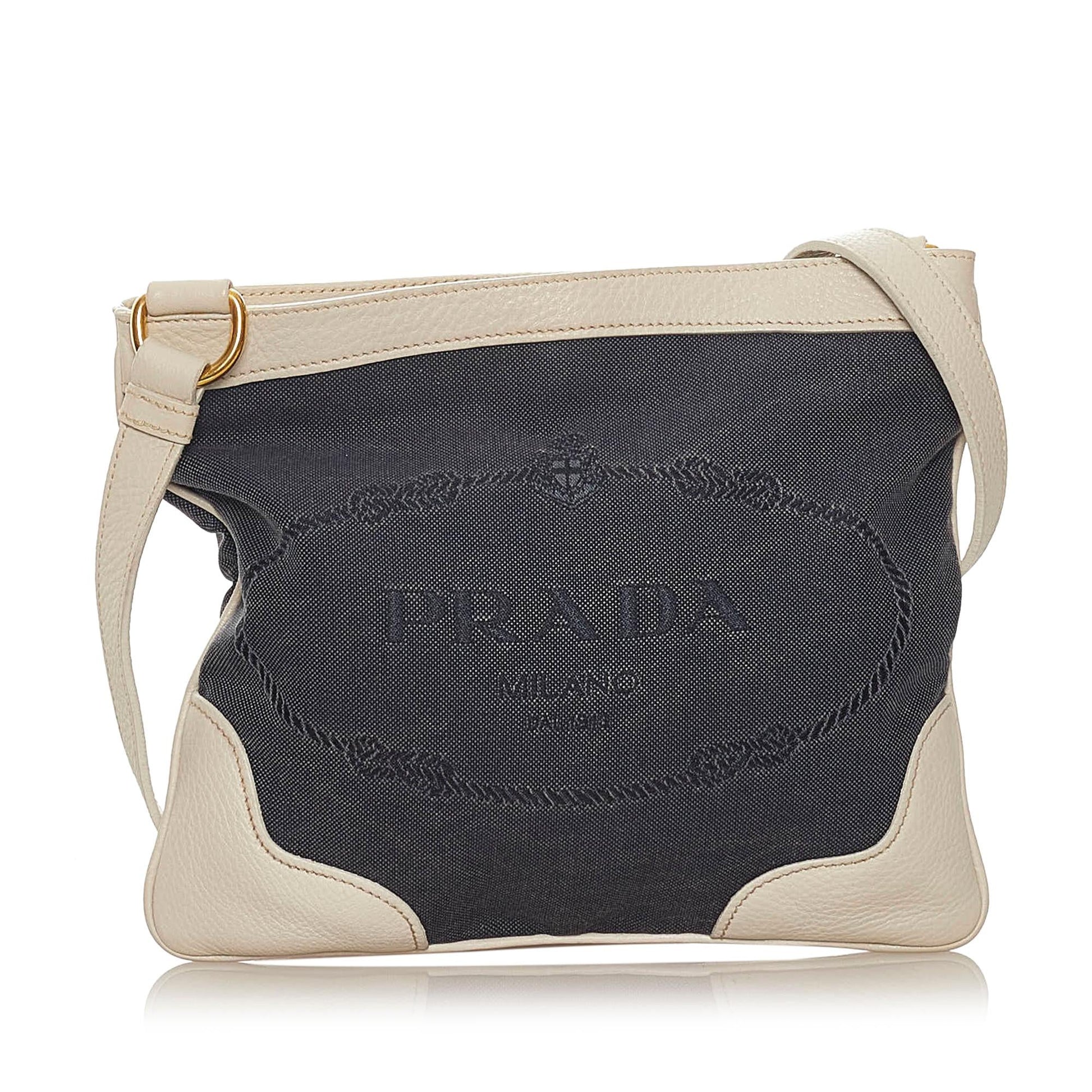 Prada Canapa Crossbody Bag Shg Denim Logo