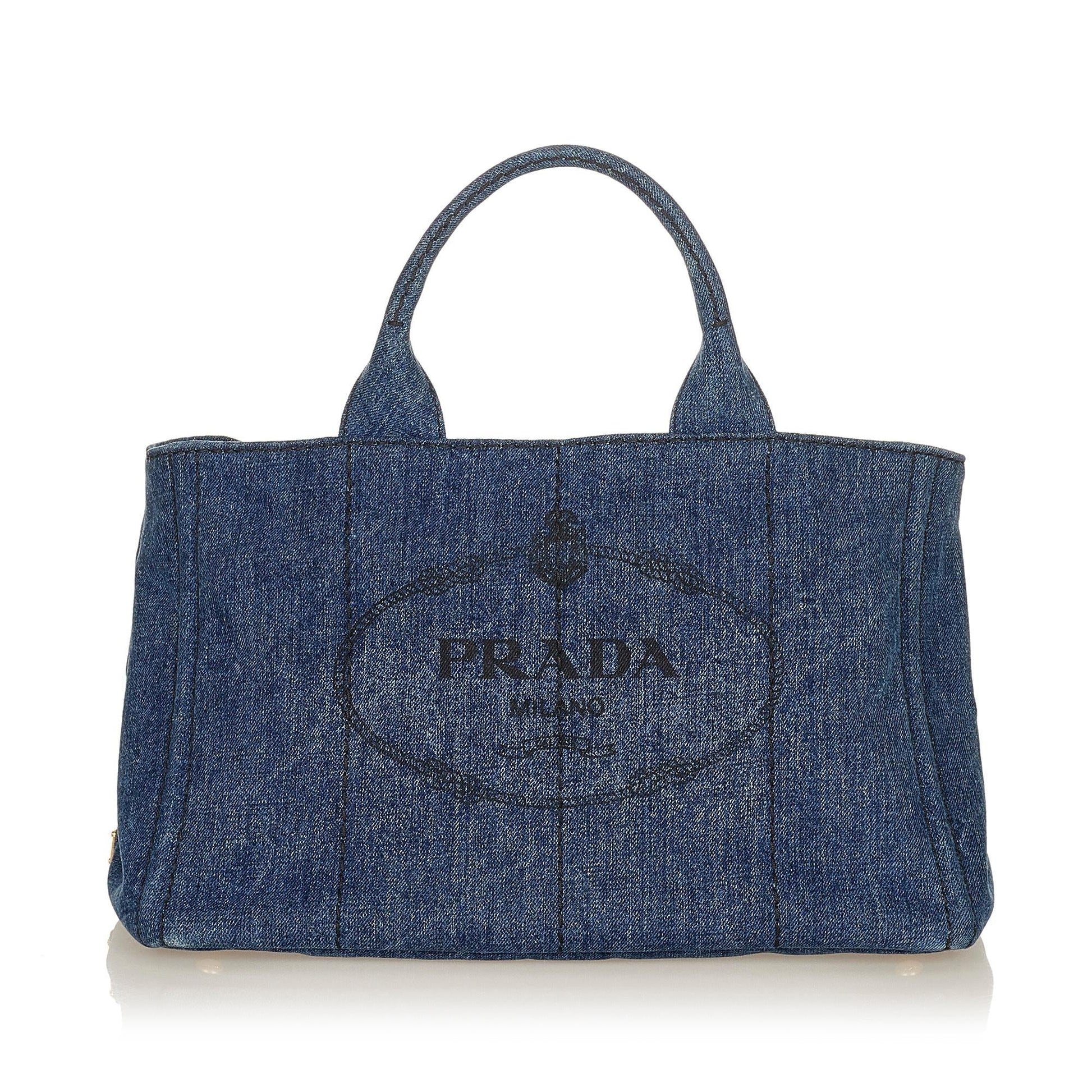 Prada Canapa Hanbag Shg Satchel Bag Denim Logo