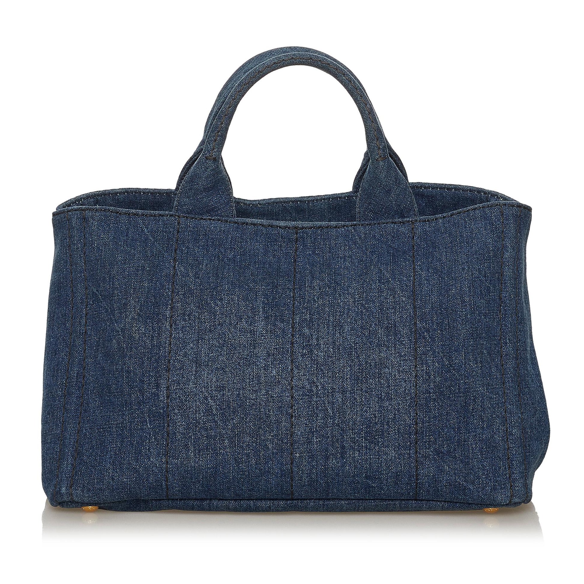 Prada Canapa Satchel Shg Denim Logo Satchel Bag