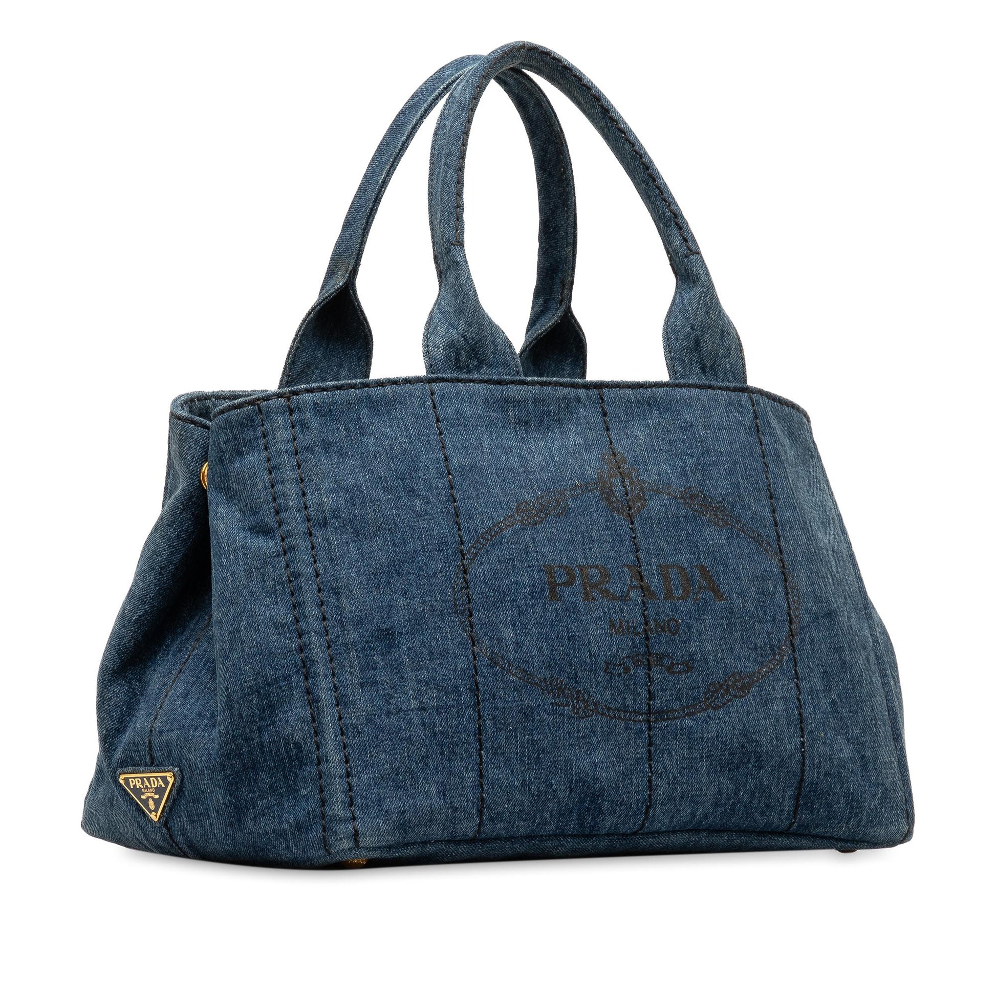 Prada Canapa Satchel Shg Eimz7I Denim Logo Satchel Bag