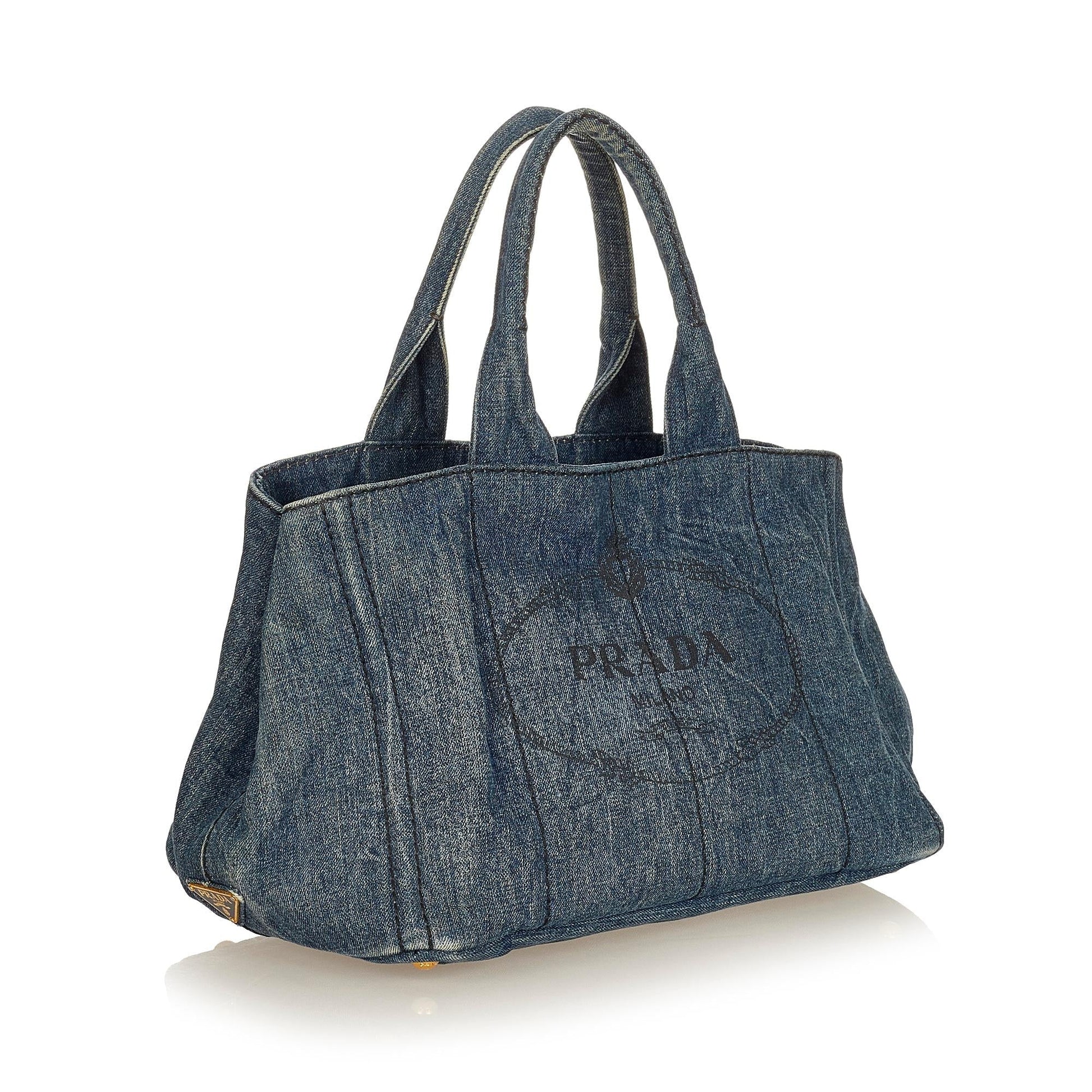 Prada Canapa Tote Bag Shg Denim Logo