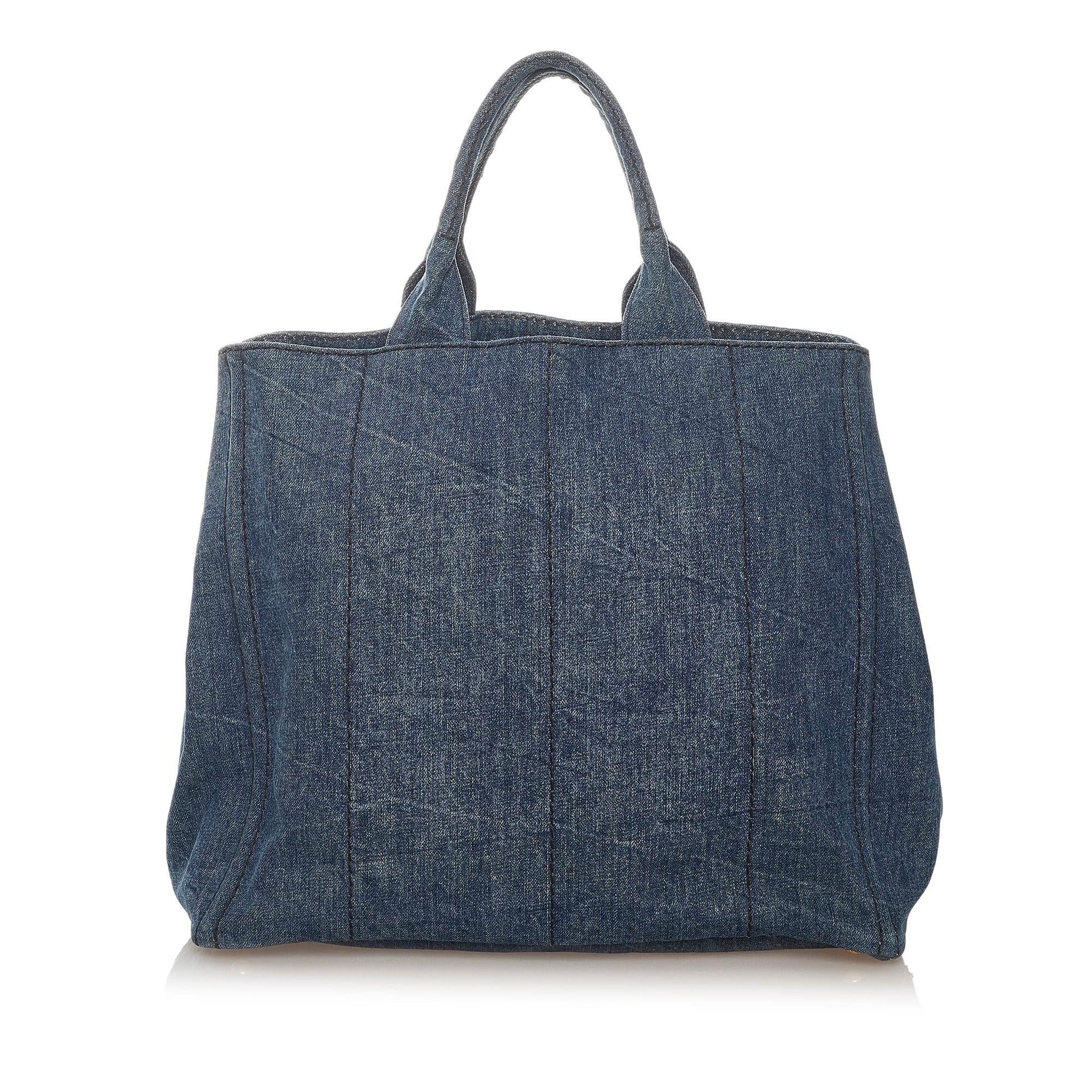 Prada Canapa Tote Bag Shg Denim Logo Bag Shg 27693