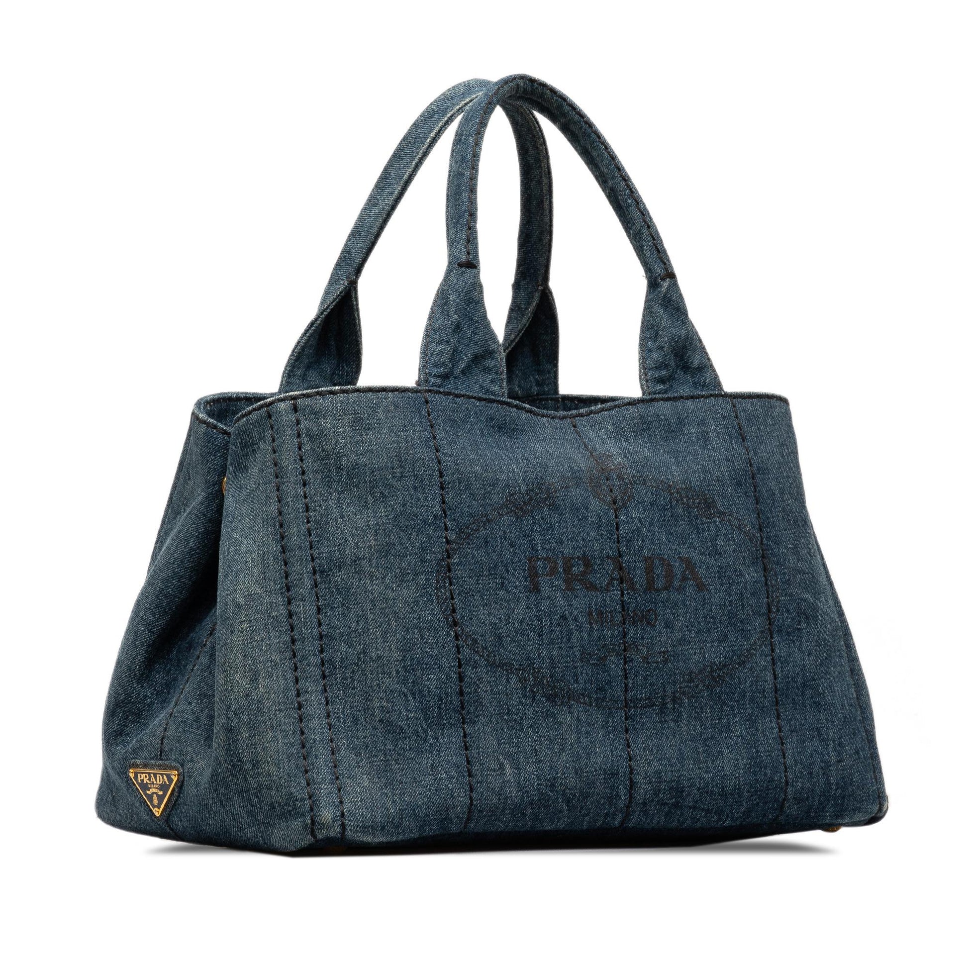 Prada Canapa Tote Bag Shg Cat296 Denim Logo