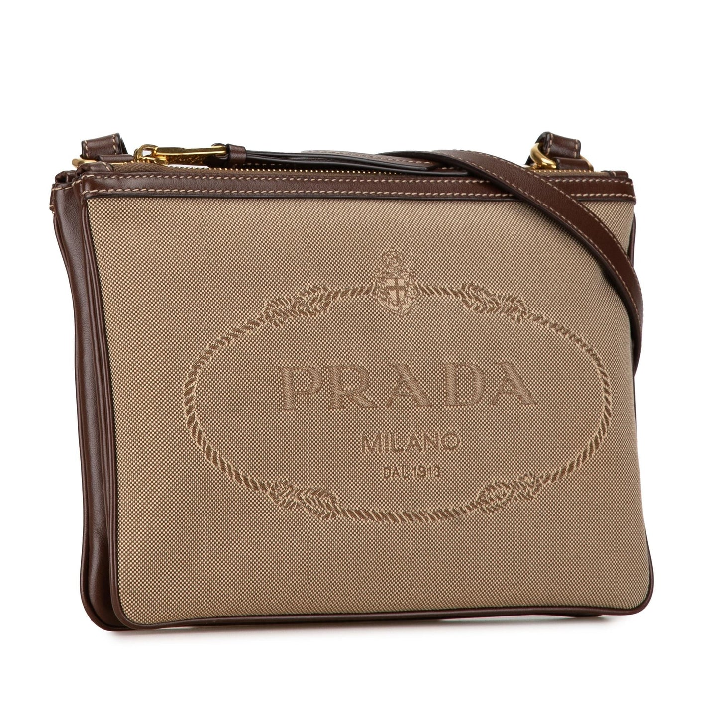 Prada Canapa Double Crossbody Shg Bkcqqa Logo Zip Crossbody Bag