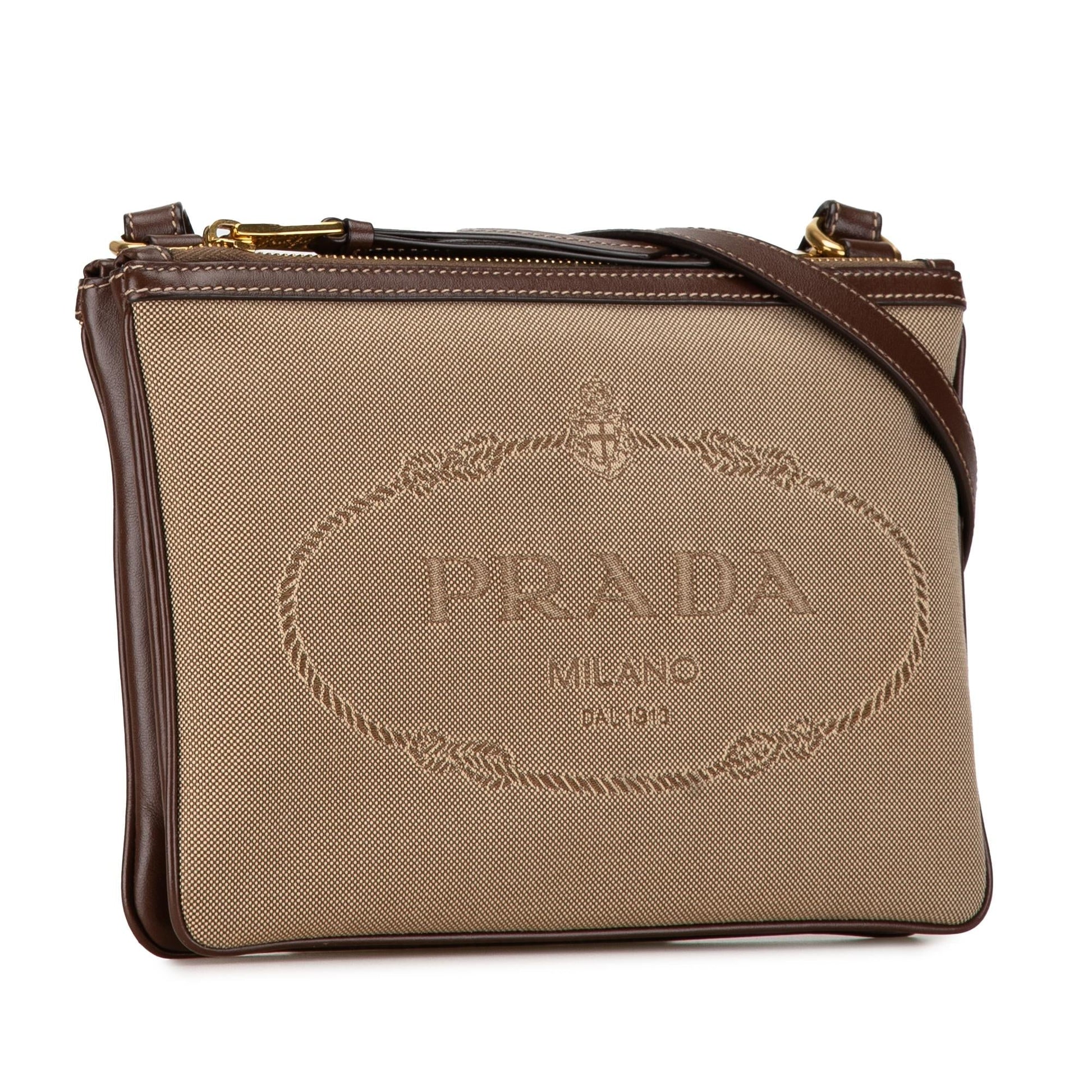 Prada Canapa Double Crossbody Shg Bkcqqa Logo Zip Crossbody Bag