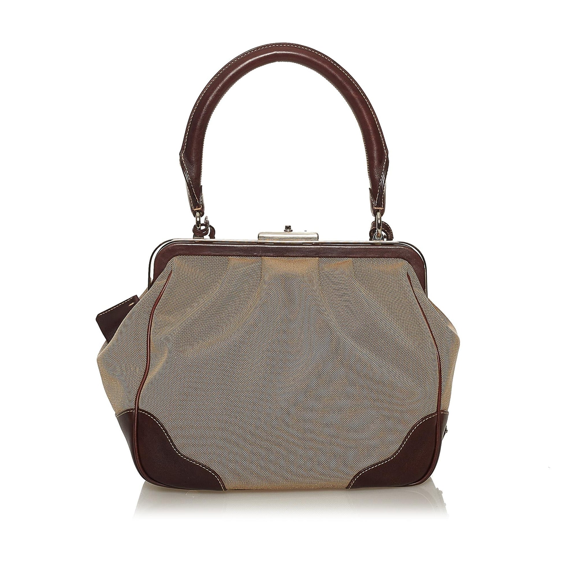 Prada Canapa Frame Handbag Shg Logo Satchel Bag