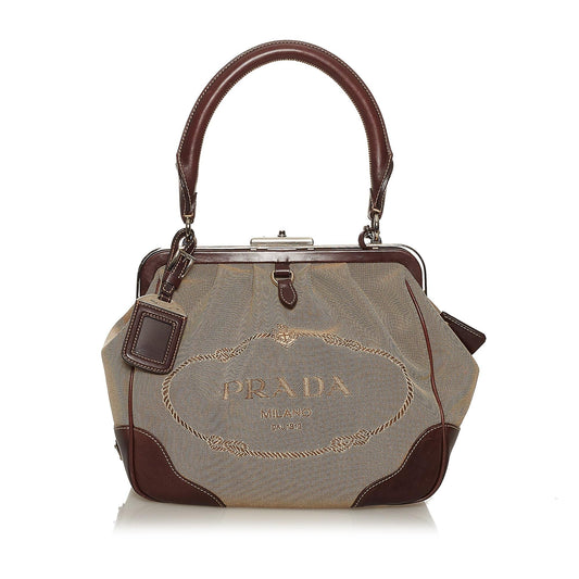 Prada Canapa Frame Handbag Shg Logo Satchel Bag
