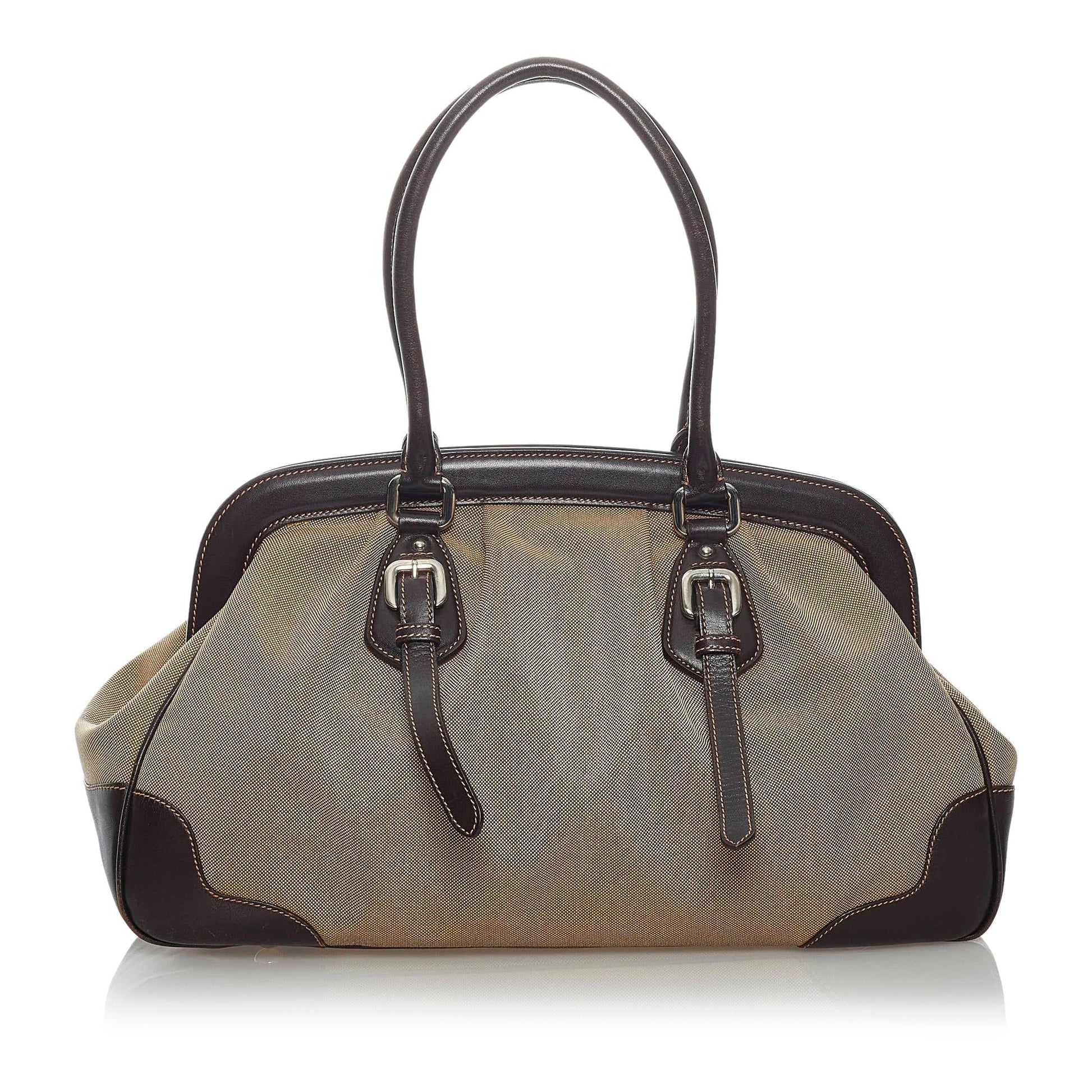 Prada Canapa Frame Handbag Shg Logo Satchel Bag Handbag Shg 29755
