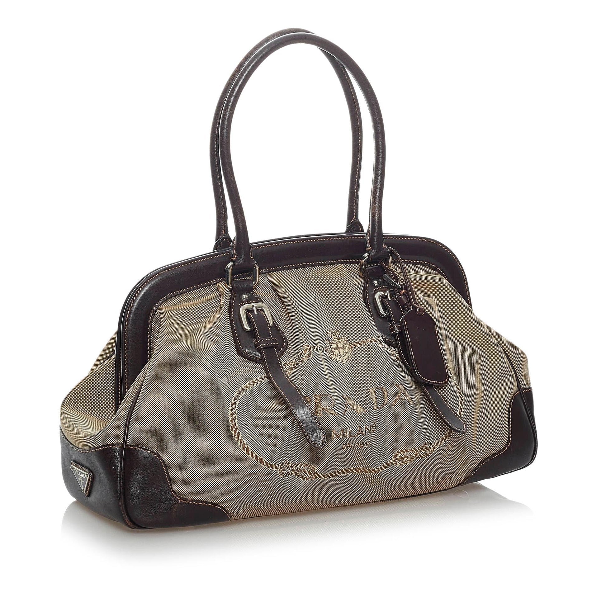 Prada Canapa Frame Handbag Shg Logo Satchel Bag Handbag Shg 29755