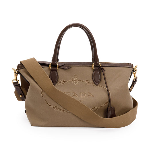 Prada Canapa Jacquard Tote Handbag Logo Tote Bag