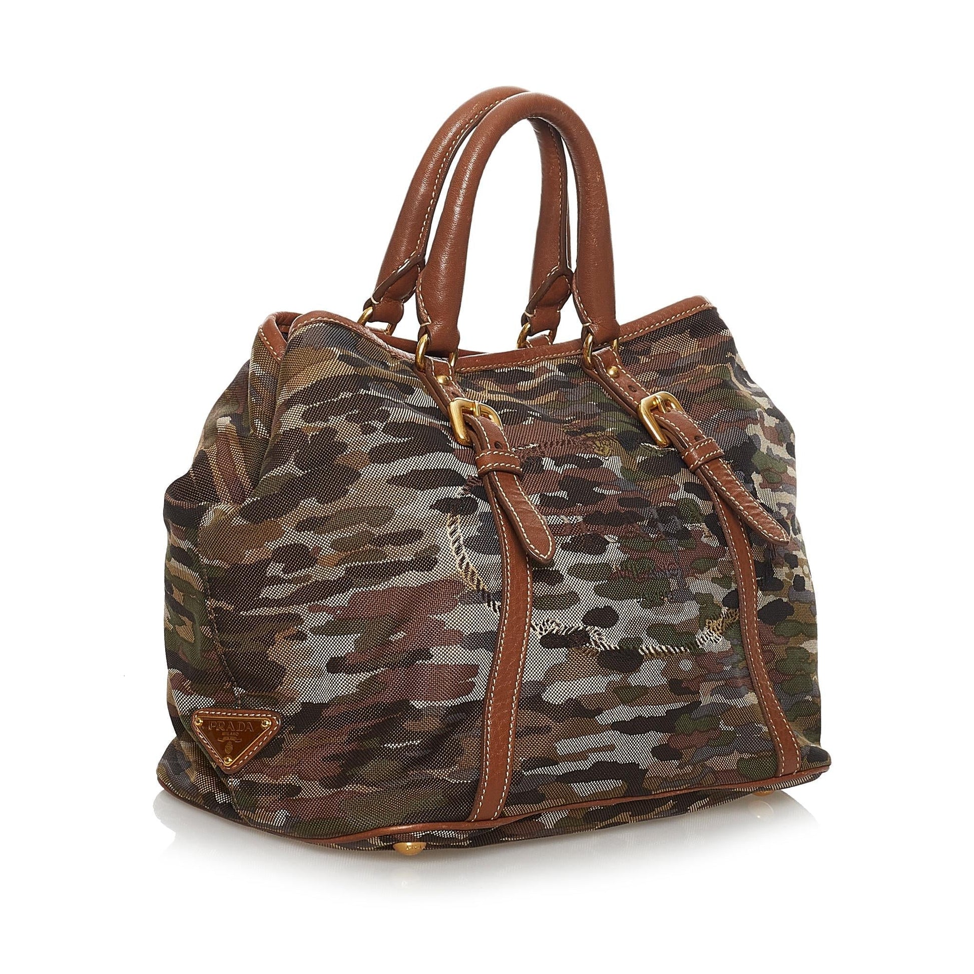Prada Canapa Printed Satchel Shg Canvas Logo Satchel Bag