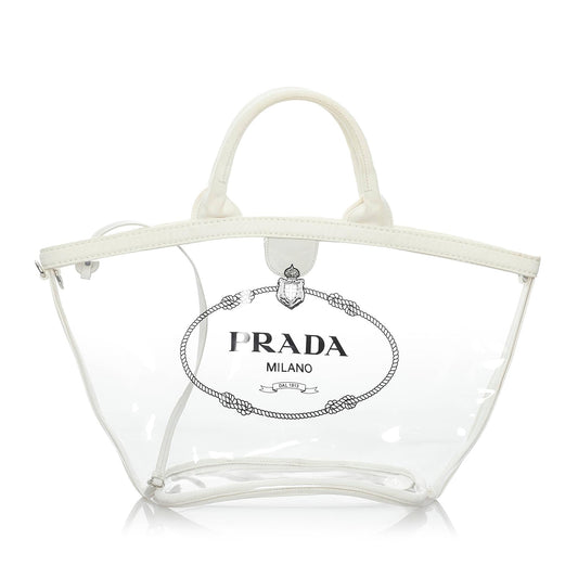 Prada Canapa Vinyl Handbag Shg Logo Satchel Bag