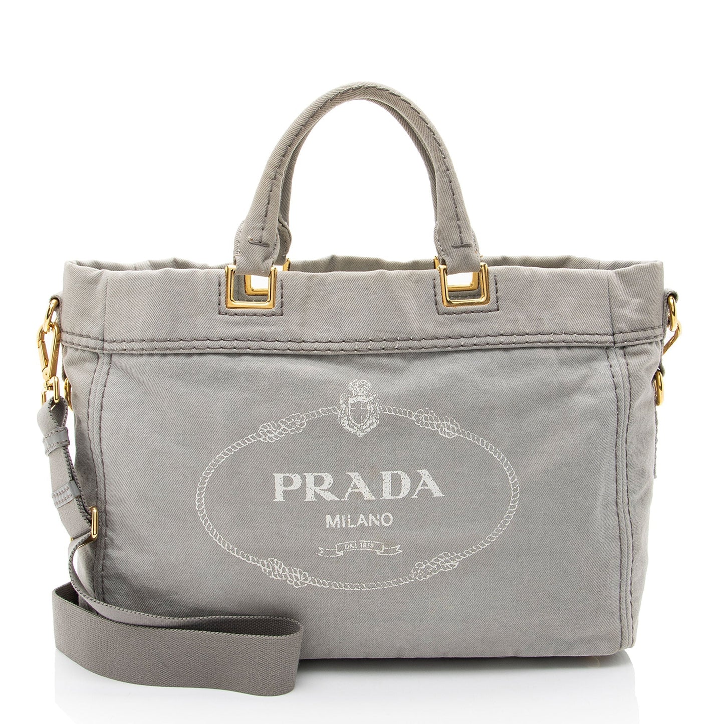 Prada Canapa Weekender Tote Logo Tote Bag