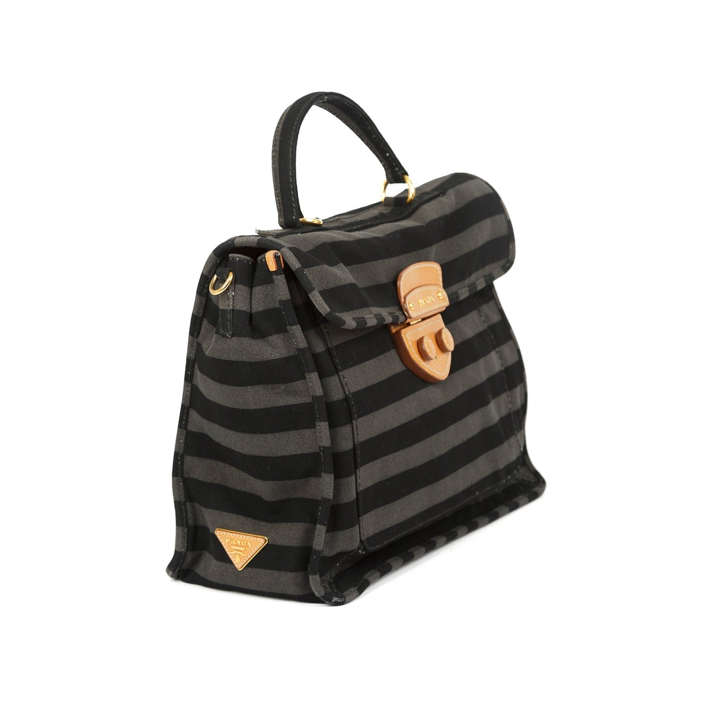 Prada Canapa Stripe Messenger Bag Travel Bag