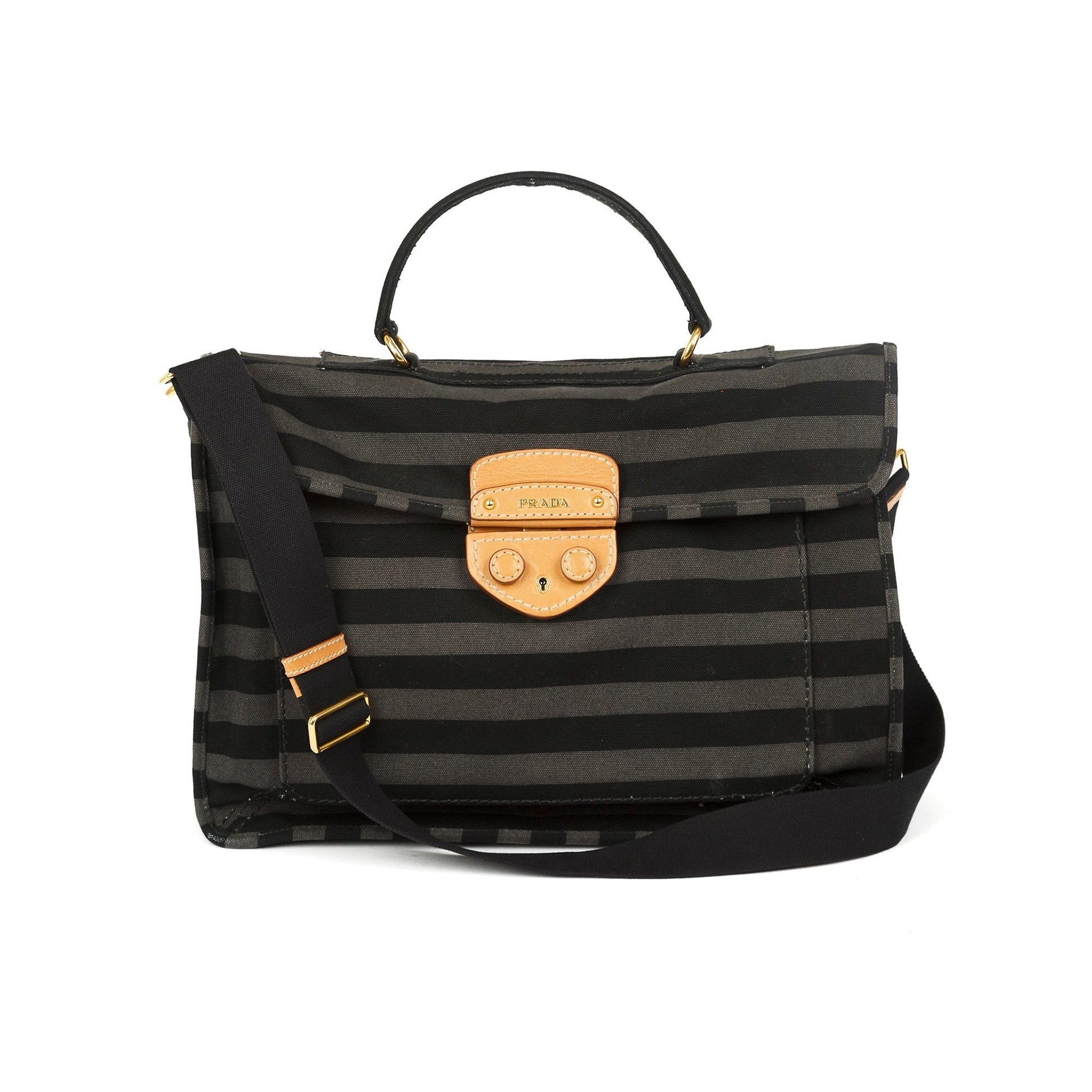 Prada Canapa Stripe Messenger Bag Travel Bag