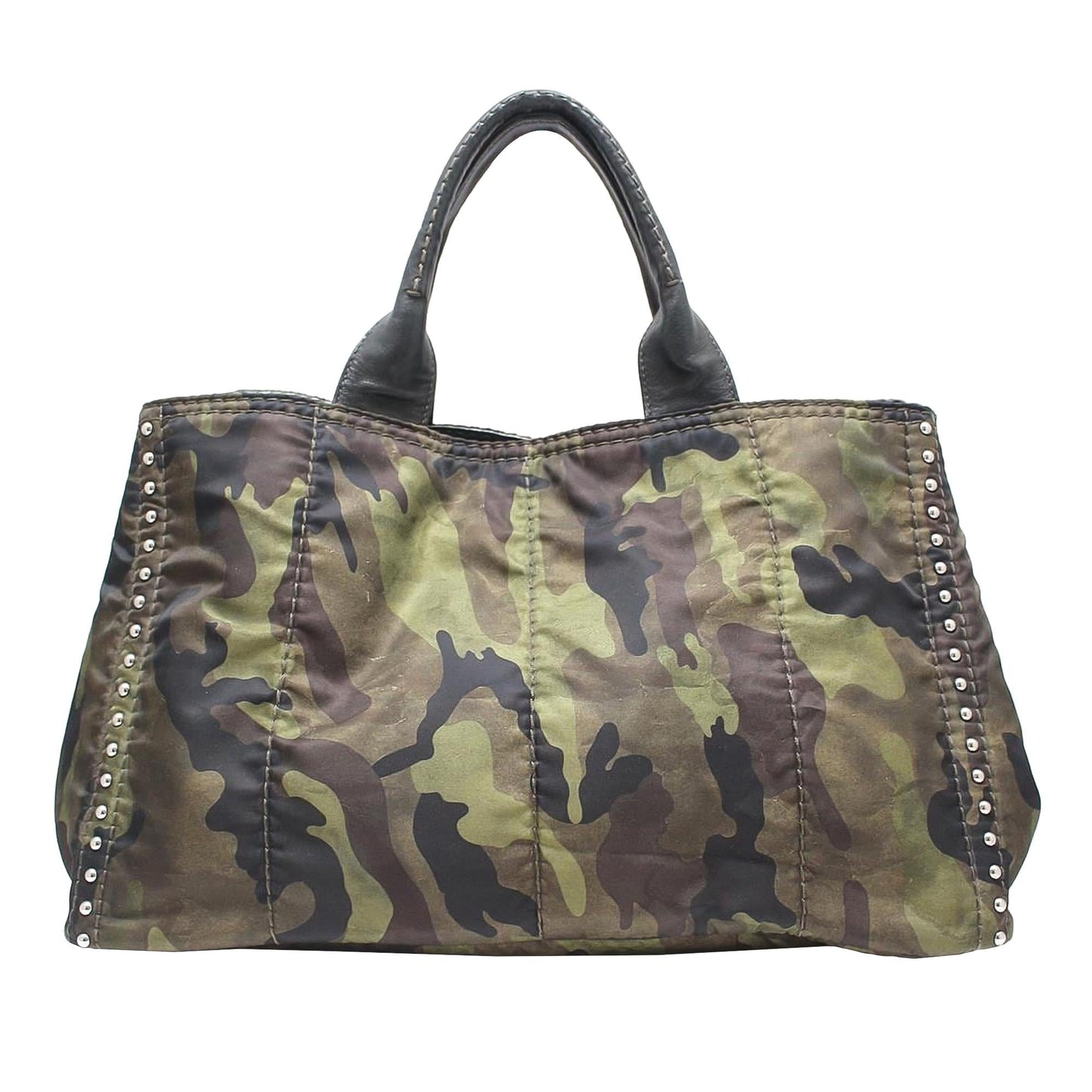 Prada Canapa Studded Camouflage Tote Shg Gsj4Ov Tote Bag