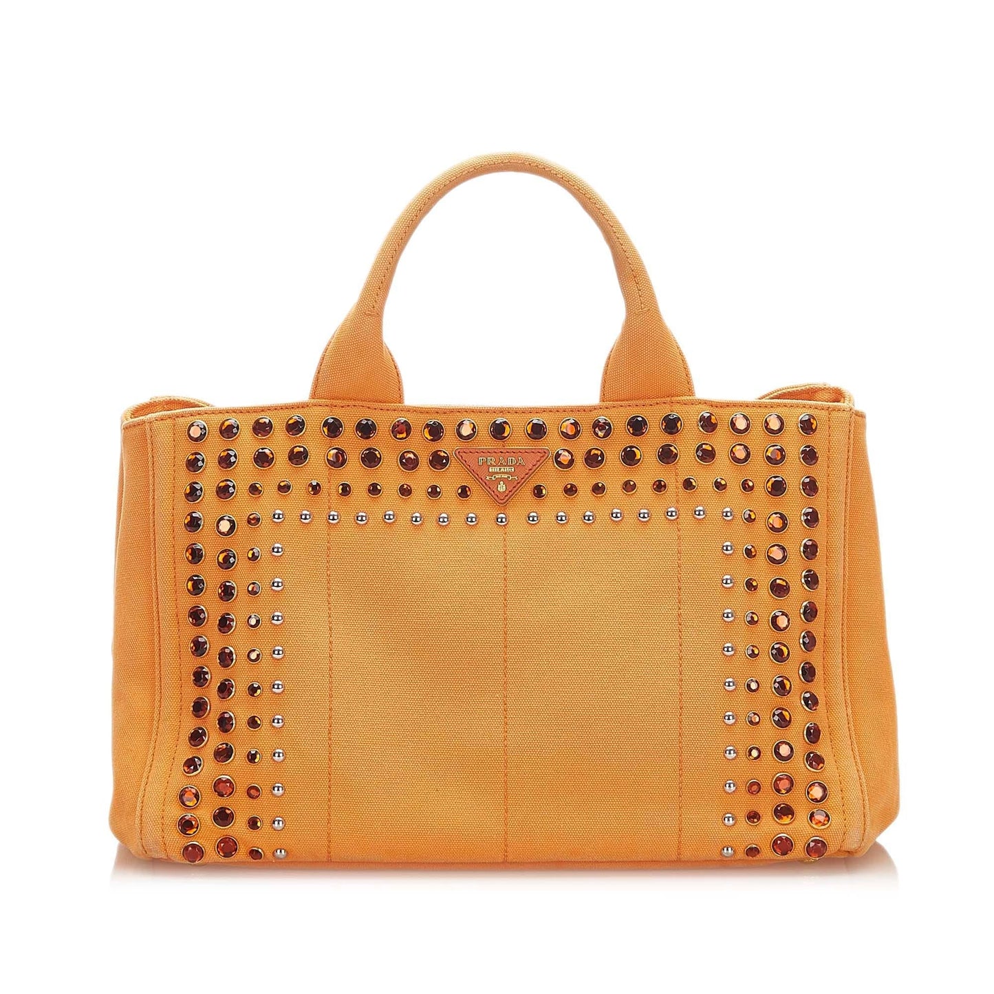 Prada Canapa Studded Satchel Shg Canvas Satchel Bag