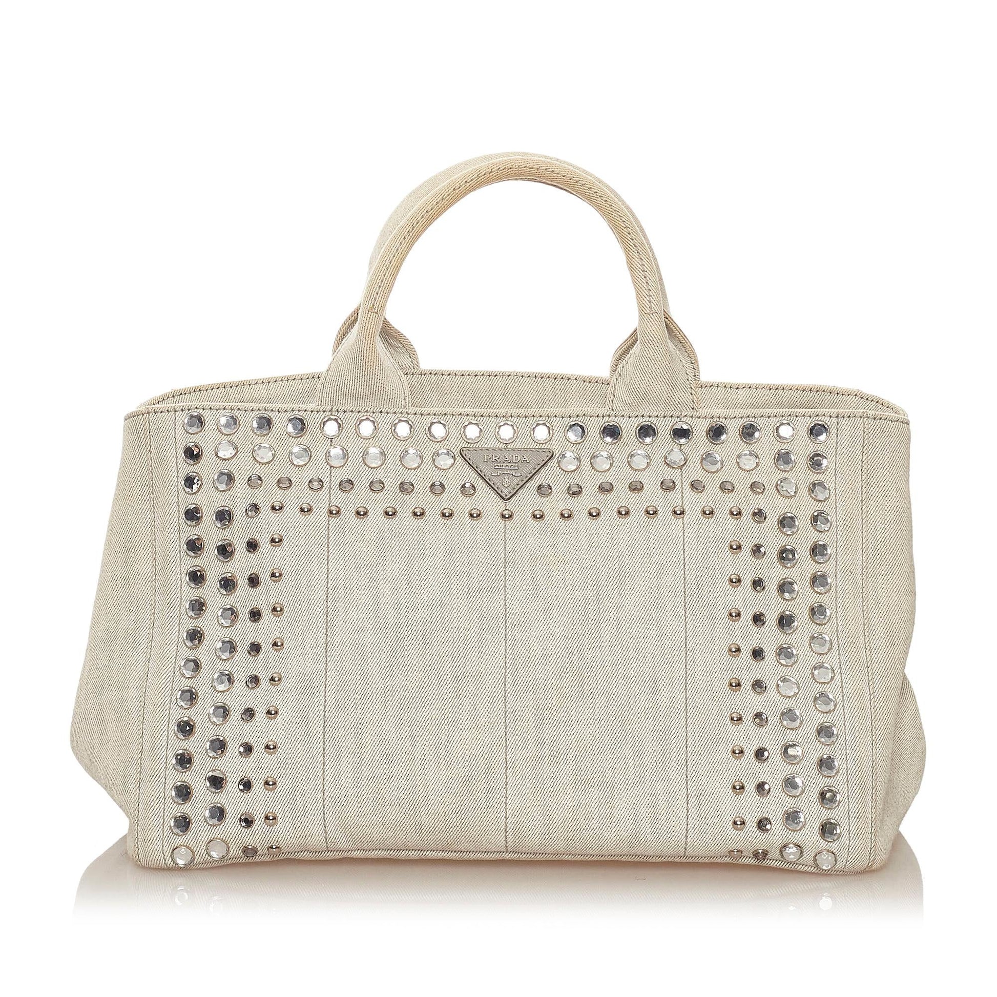 Prada Canapa Studded Satchel Shg Canvas Satchel Bag Satchel Shg 28075