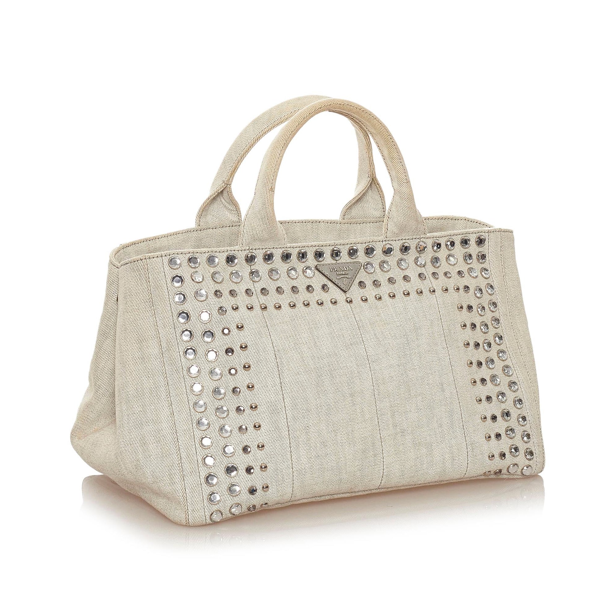 Prada Canapa Studded Satchel Shg Canvas Satchel Bag Satchel Shg 28075