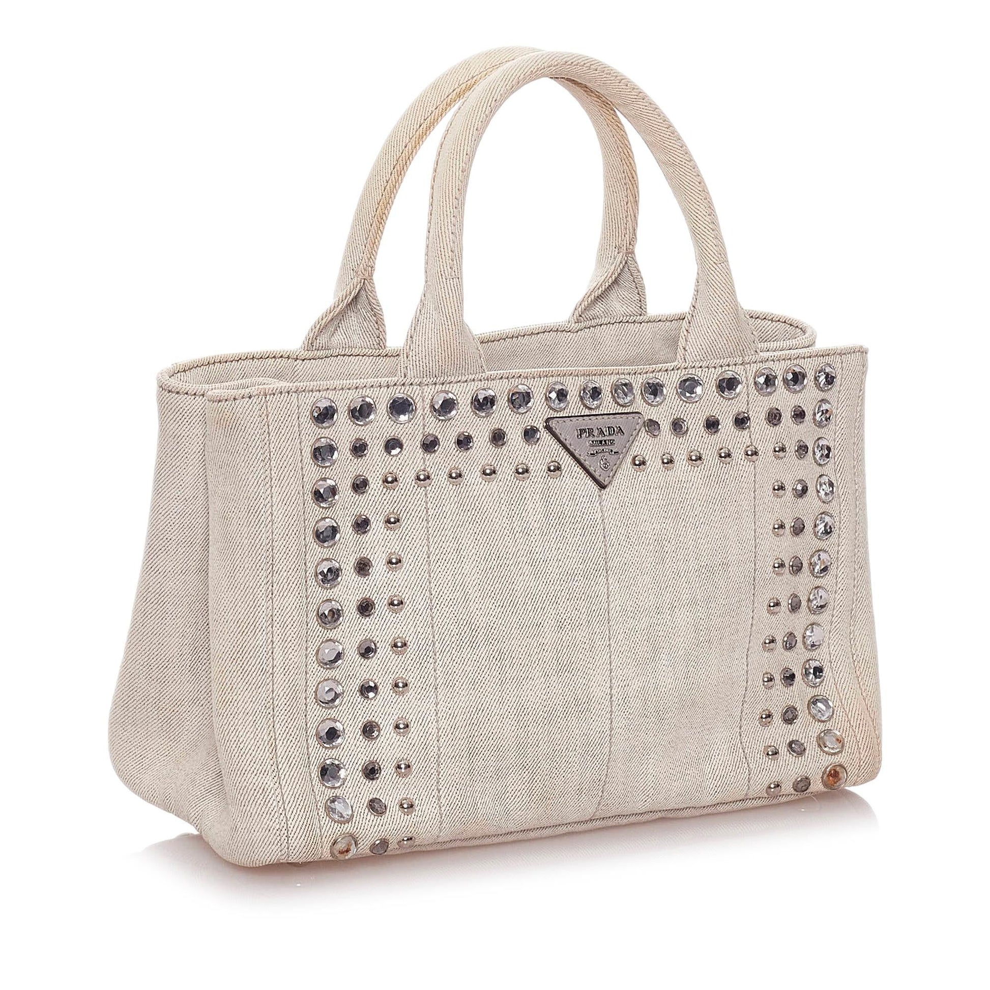 Prada Canapa Studded Satchel Shg Canvas Satchel Bag Satchel Shg 28199