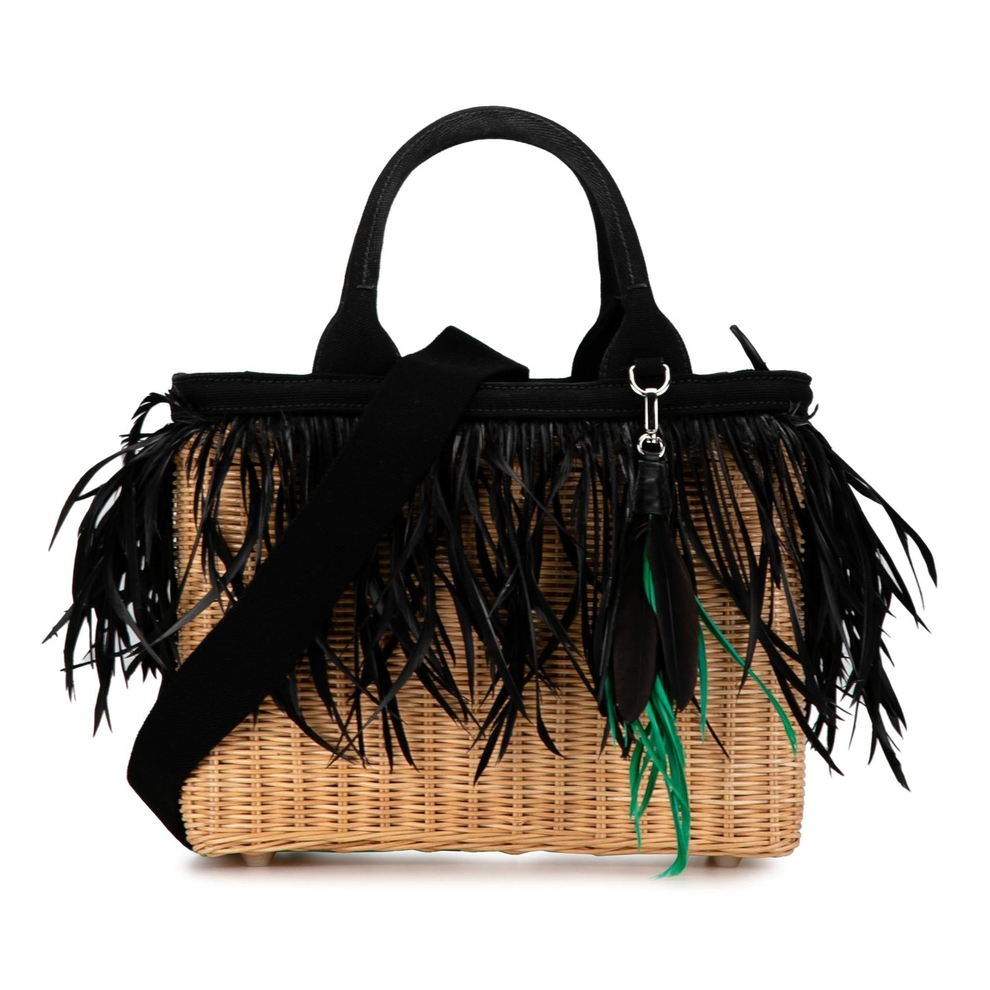 Prada Canapa Trimmed Feather Midollino Satchel Shg Xqsmyf Satchel Bag