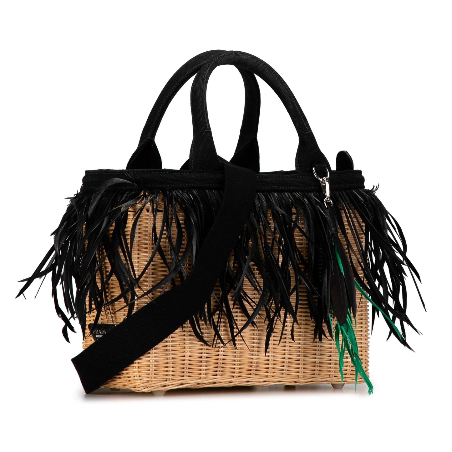 Prada Canapa Trimmed Feather Midollino Satchel Shg Xqsmyf Satchel Bag