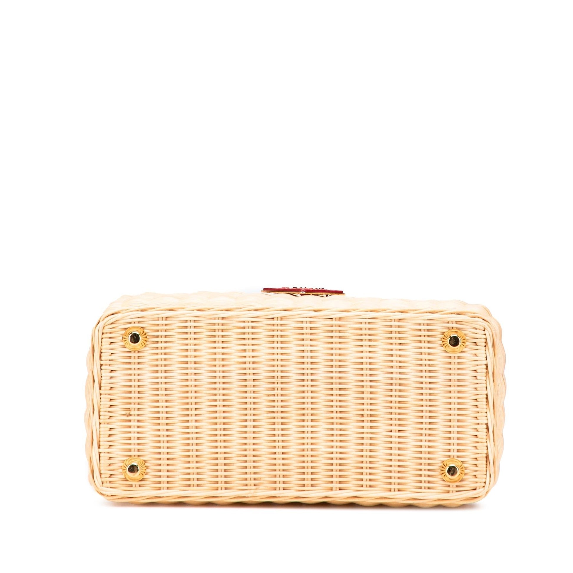 Prada Canapa Trimmed Midollino Satchel Satchel Bag