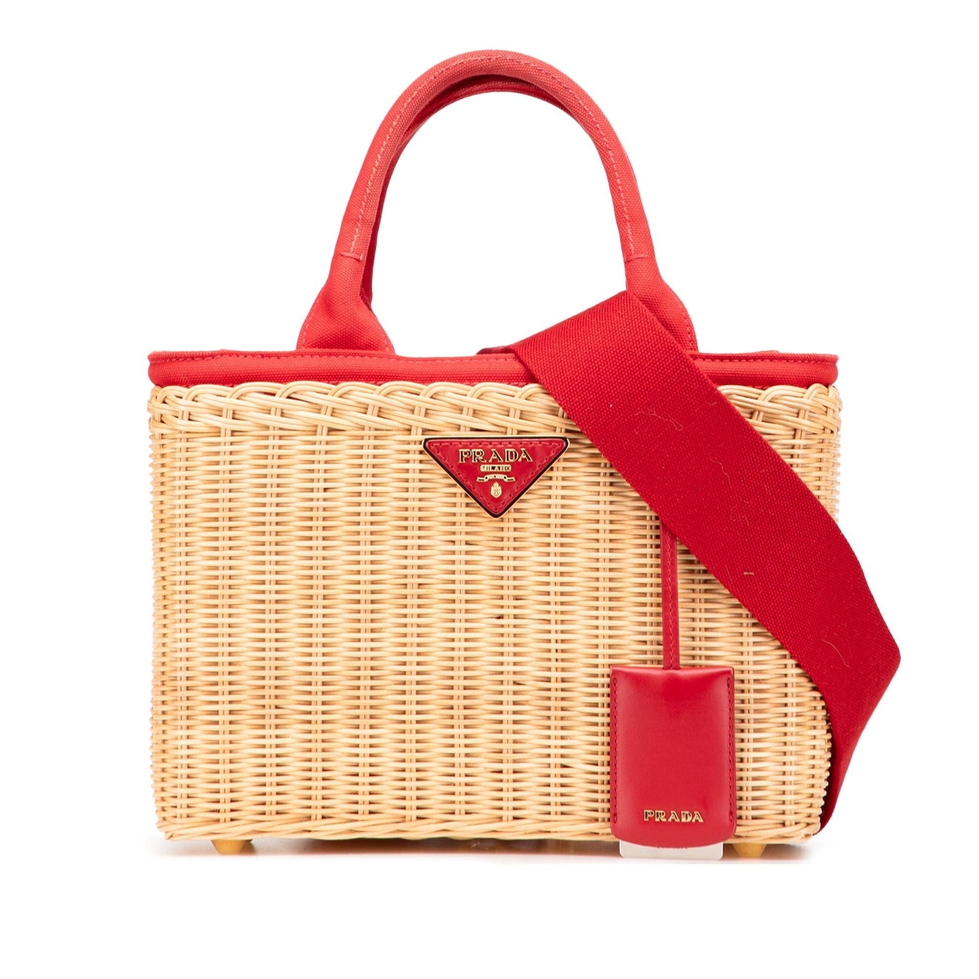 Prada Canapa Trimmed Midollino Satchel Satchel Bag