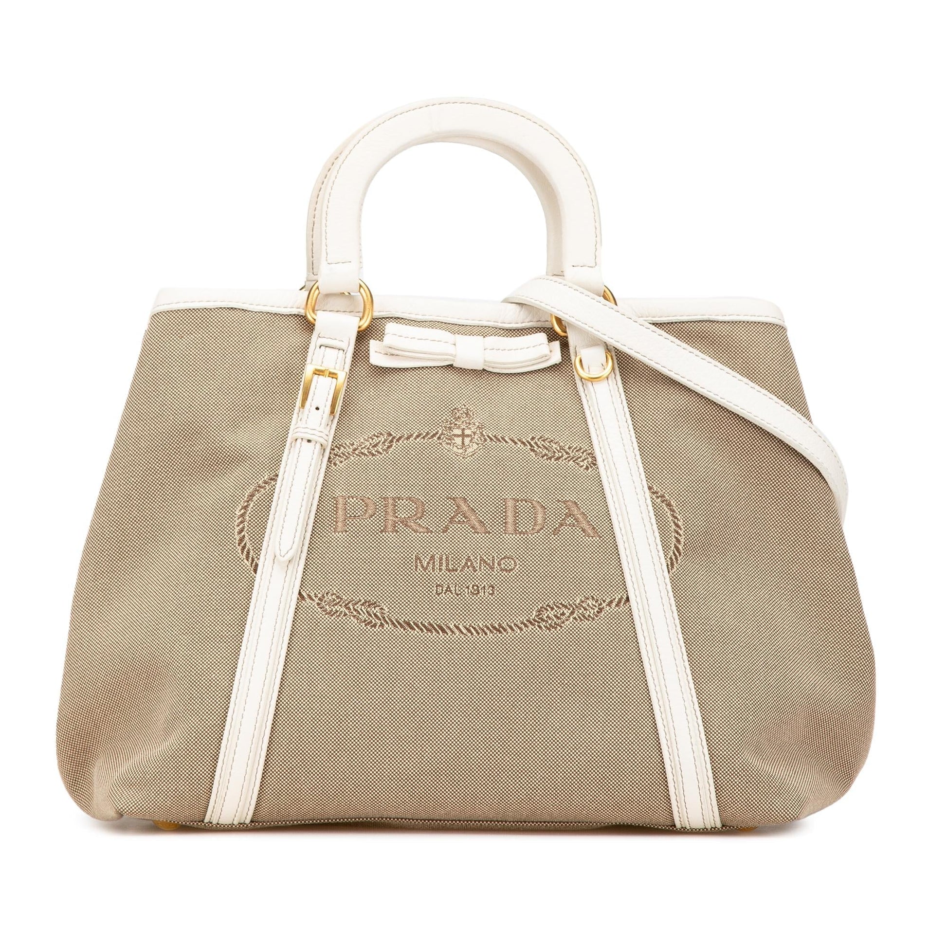 Prada Canapa Satchel Canvas Logo Satchel Bag