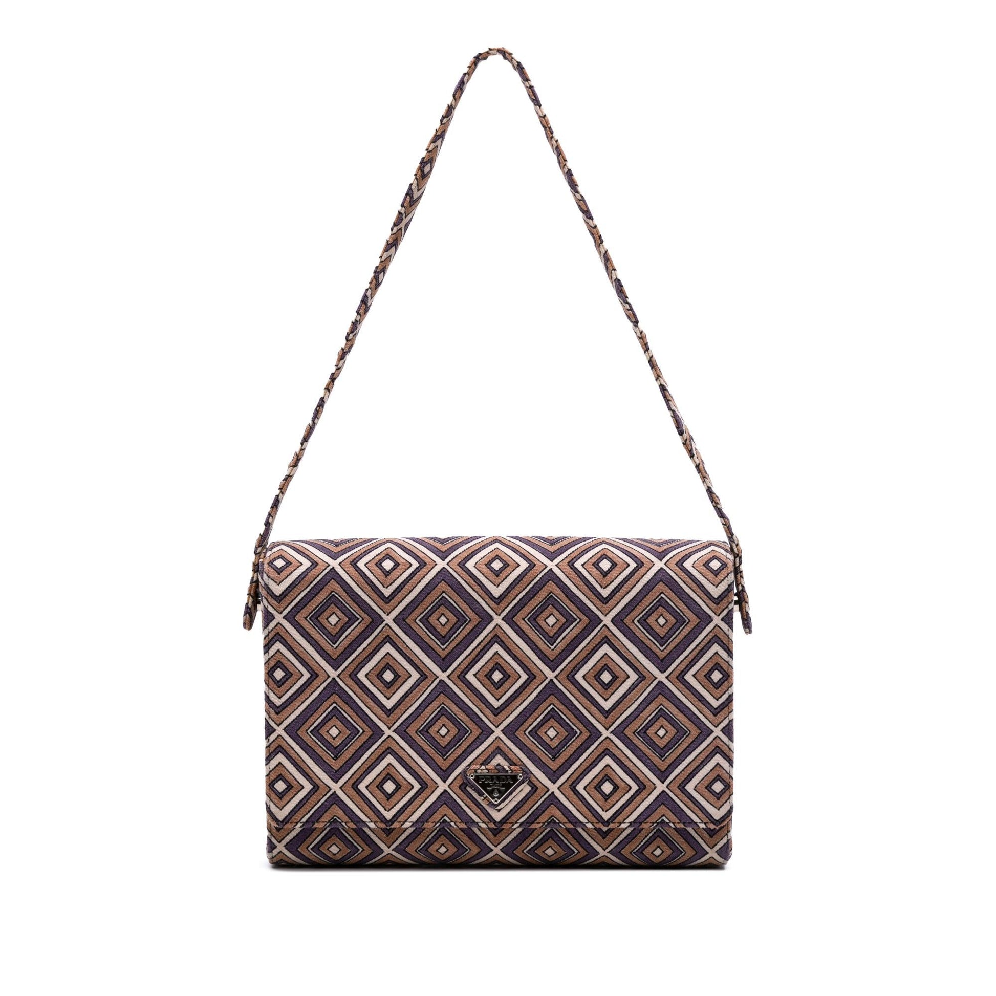 Prada Geometric Shoulder Bag Canvas