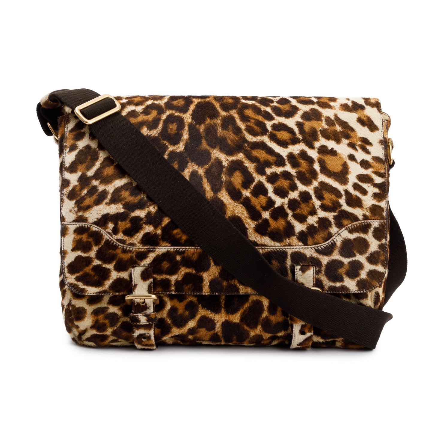 Prada Cavallino Leopard Print Messenger Bag Travel Bag