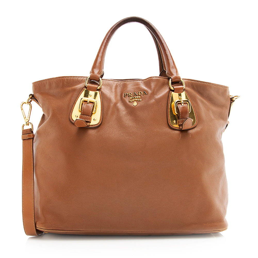 Prada Cervo Convertible Tote Shf Leather Tote Bag